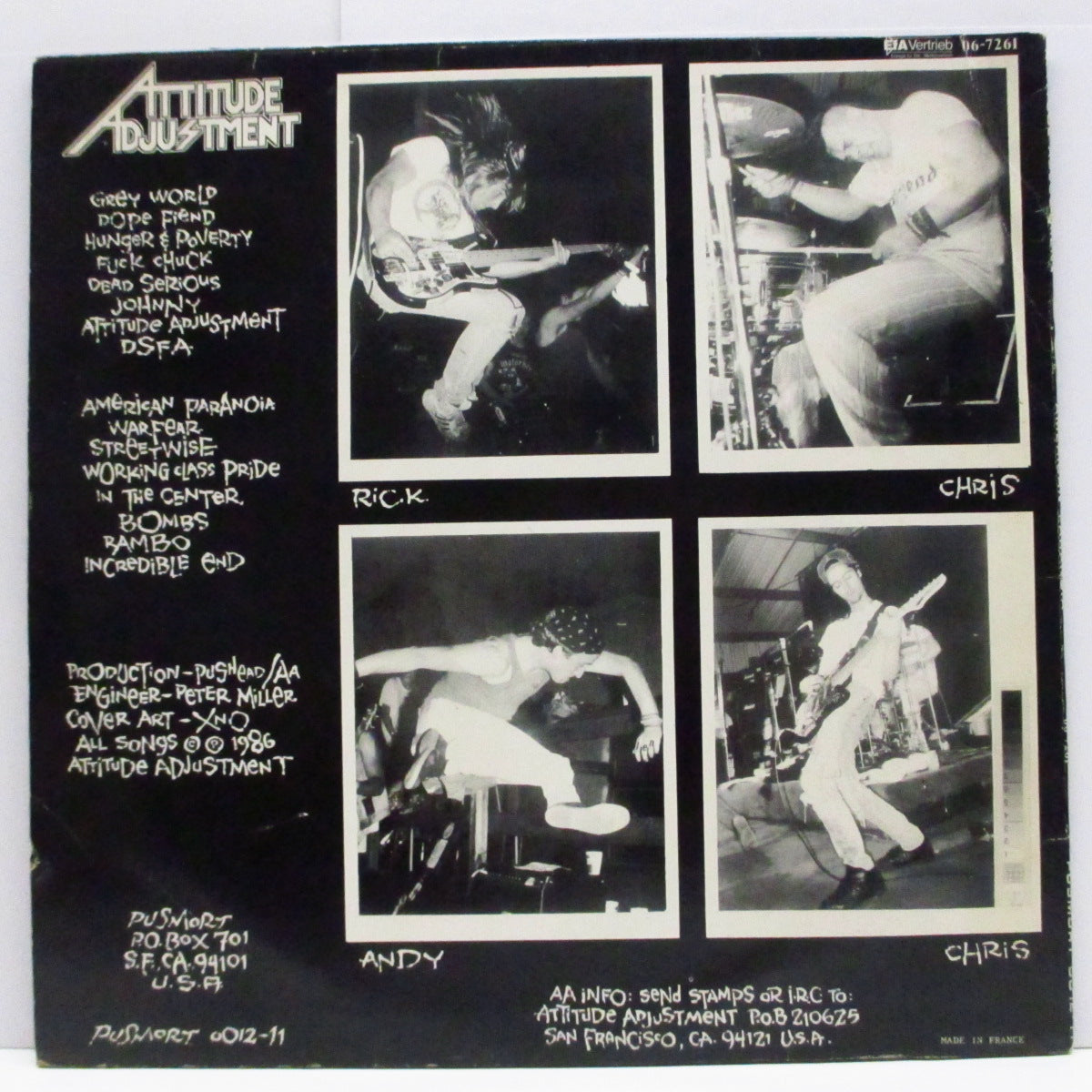 ATTITUDE ADJUSTMENT (アティチュード・アジャストメント)  - American Paranoia (US '86 オリジナル LP+インナー) ファースト！