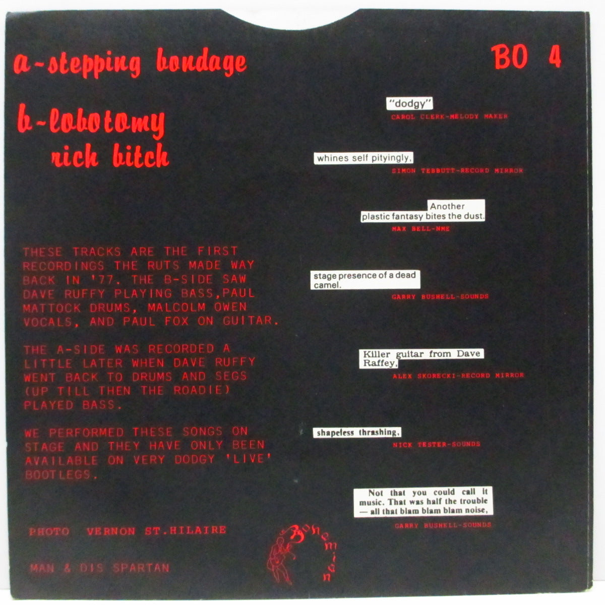 RUTS, THE (ザ ・ラッツ)  - Stepping Bondage +2 (UK オリジナル 7"+マット固紙ジャケ)