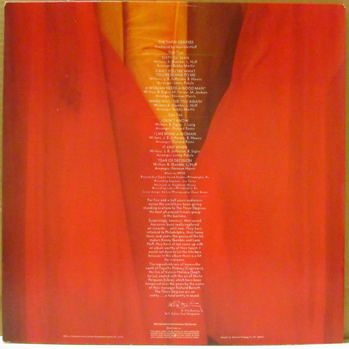 THREE DEGREES, THE (ザ・スリー・ディグリーズ)  - The Three Degrees (UK '73 オリジナル・ステレオ LP/見開きジャケ)大ヒット「荒野のならず者/天使のささやき」他！LPは50年間未再発化！