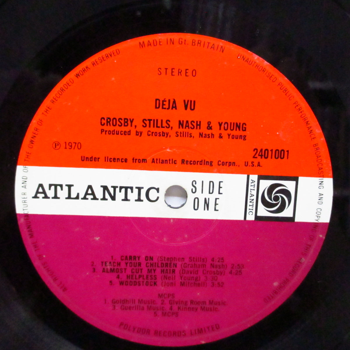 CROSBY,STILLS,NASH & YOUNG (クロスビー・スティルス・ナッシュ&ヤング)  - Deja Vu (1st) (UK '71セカンドプレス「オレンジ＆プラム・ラベ」LP/ざら紙見開きジャケ)「Goldhill /Giving Room /Guerilla /Kinney /Flamingo」出版ラベ