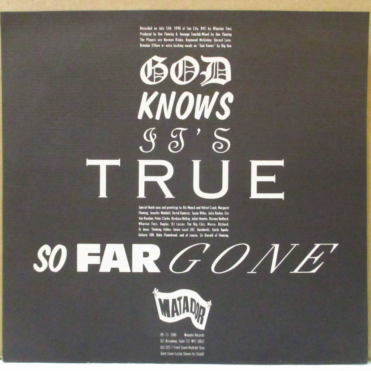 TEENAGE FANCLUB (ティーンエイジ・ファンクラブ)  - God Know's Its True / So Far Gone (US オリジナル 7インチ+赤印刷ざら紙ジャケ)