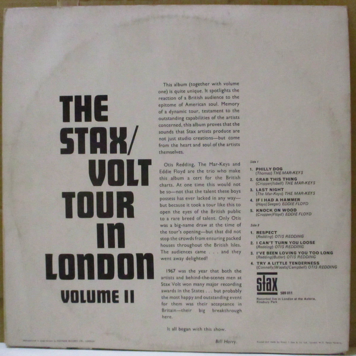 V.A. (Stax、Volt社アーティストのロンドン・ライブ収録シリーズ)  - The Stax - Volt Tour In London 2 (UK '67 オリジナル・モノラル LP/表面コーティング・ジャケ)