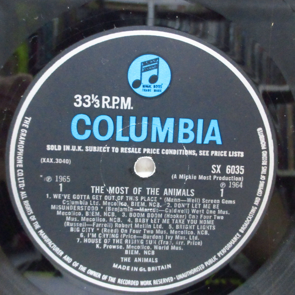 ANIMALS (アニマルズ)  - The Most Of The Animals (UK 初回オリジナル青/黒ラベ「モノラル」LP/表面コーティング3面折り返ジャケ) '64〜'65年コンピ！