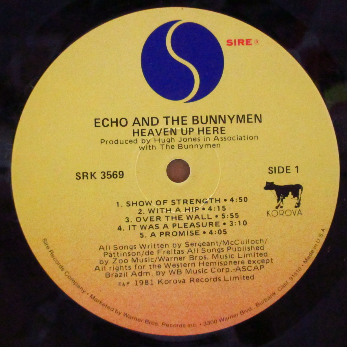 ECHO & THE BUNNYMEN (エコー＆ザ・バニーメン)  - Heaven Up Here (US オリジナル LP+インナー)