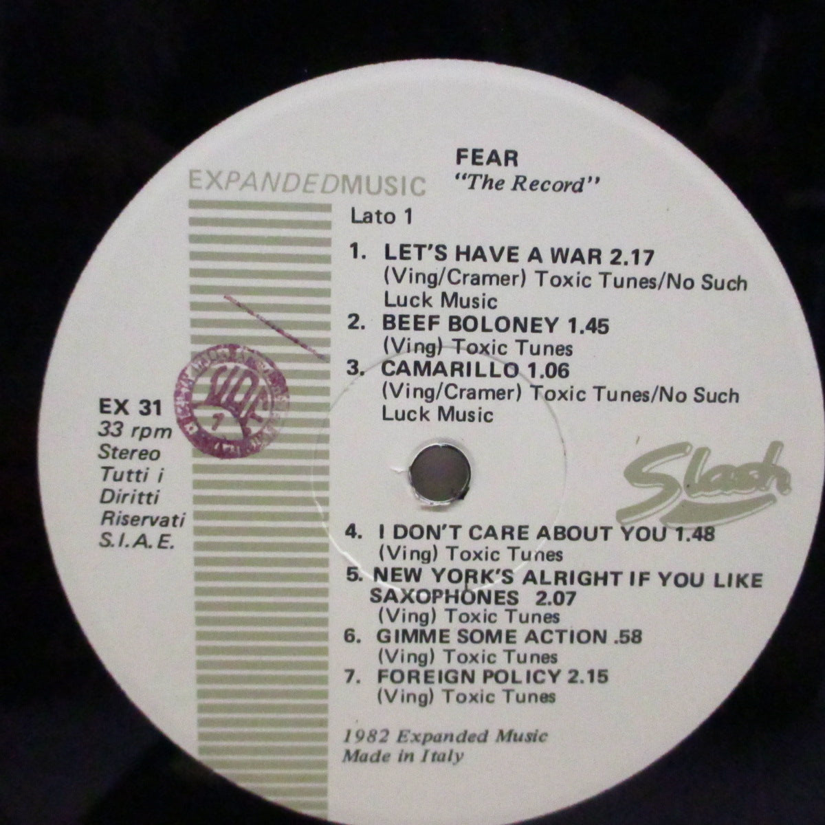FEAR (フィア)  - The Records (Italy '82 オリジナル LP) '82年ファースト！