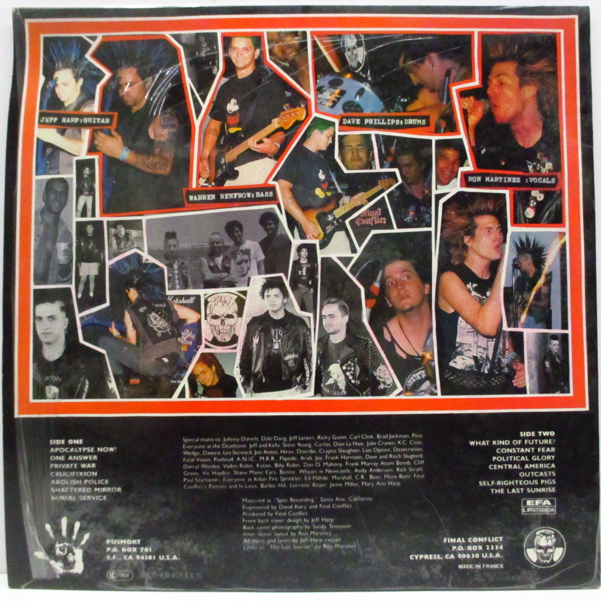 FINAL CONFLICT (ファイナル・コンフリクト)  - Ashes To Ashes (US '87 オリジナル LP+インナー、ブックレット/#「EFA LP07266/06」ジャケ）