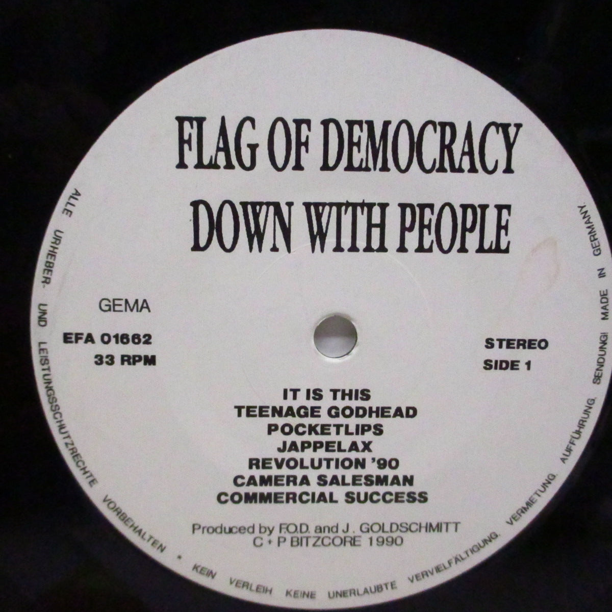 F.O.D. (FLAG OF DEMOCRACY) (フラッグ・オブ・デモクラシー)  - Down With People (German '90 オリジナル LP+インナー）'90年サード！
