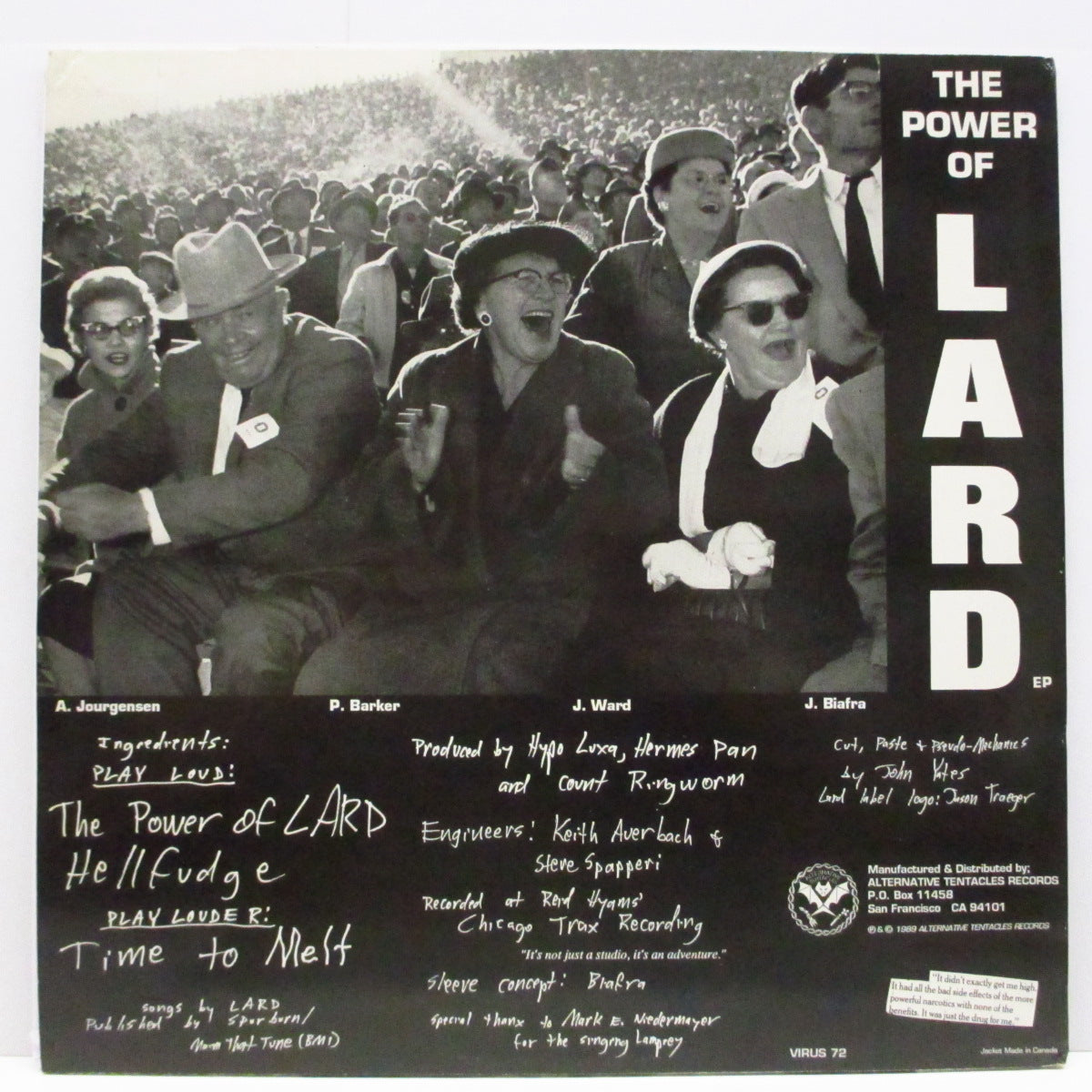 LARD (ラード)  - The Power Of Lard (US '89 オリジナル LP+インサート）ファースト！