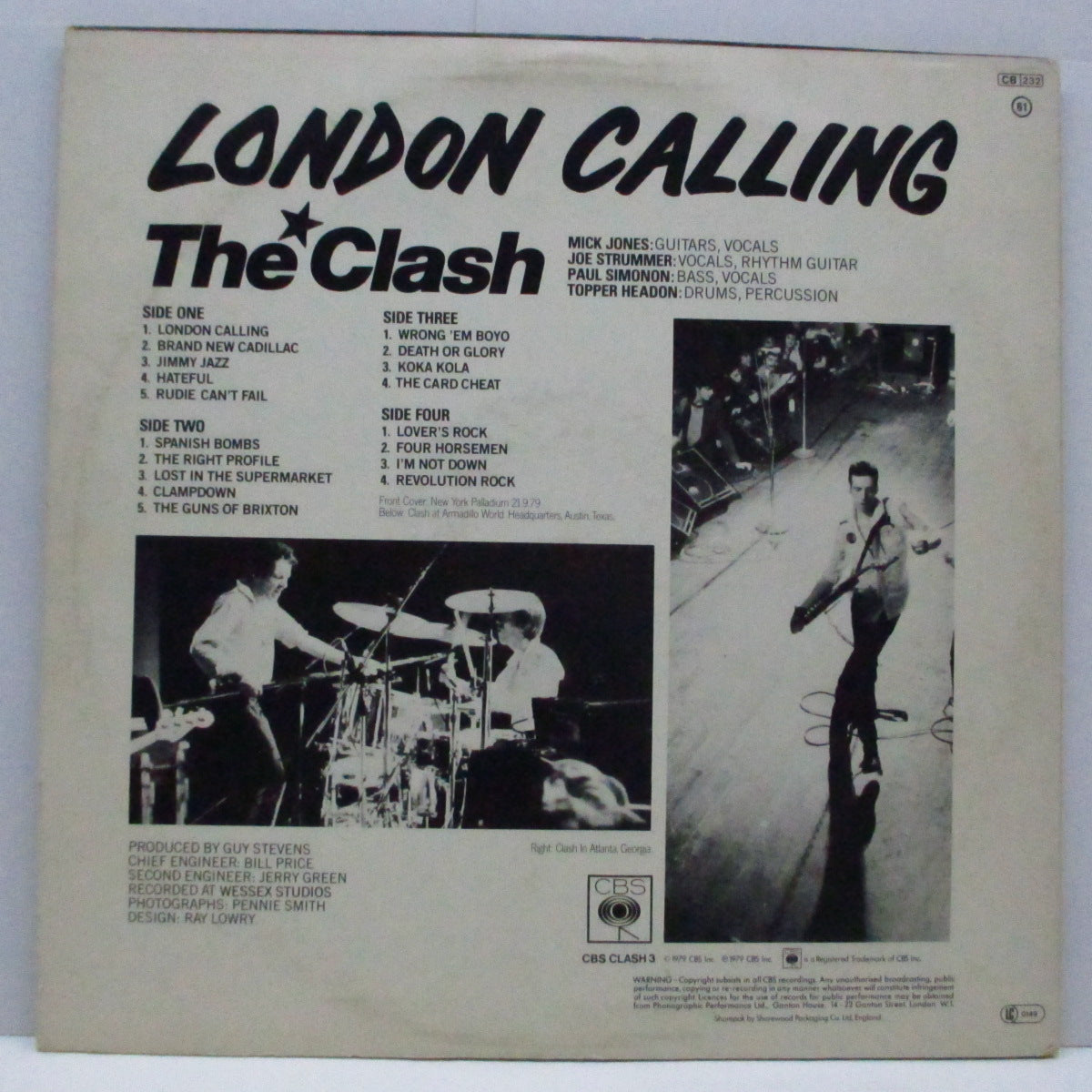 CLASH, THE (クラッシュ)  - London Calling (UK 初回オリジナル「白ラベ」2xLP+インナー/「£5」ステッカー付ジャケ)