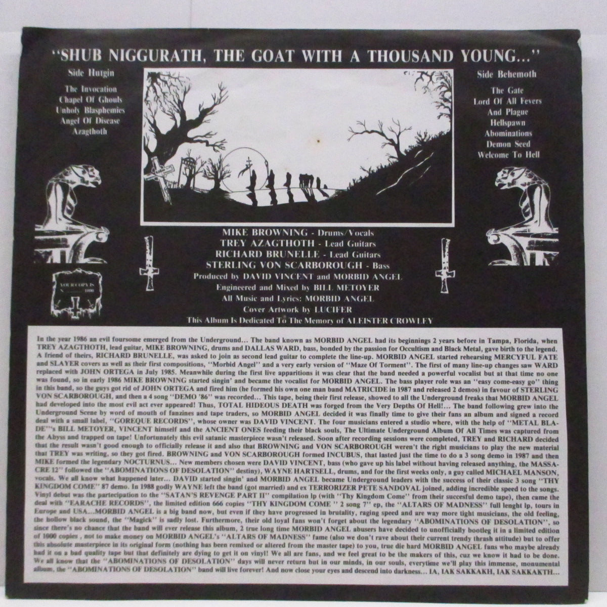 MORBID ANGEL (モービッド・エンジェル)  - Abominations Of Desolation (EU 90's 再発「ブラックヴァイナル」LP/ナンバリング無しジャケ）