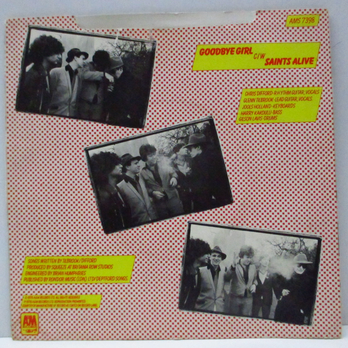 SQUEEZE (スクイーズ)  - Goodbye Girl (UK オリジナル 7"/初回立体ジャケ）