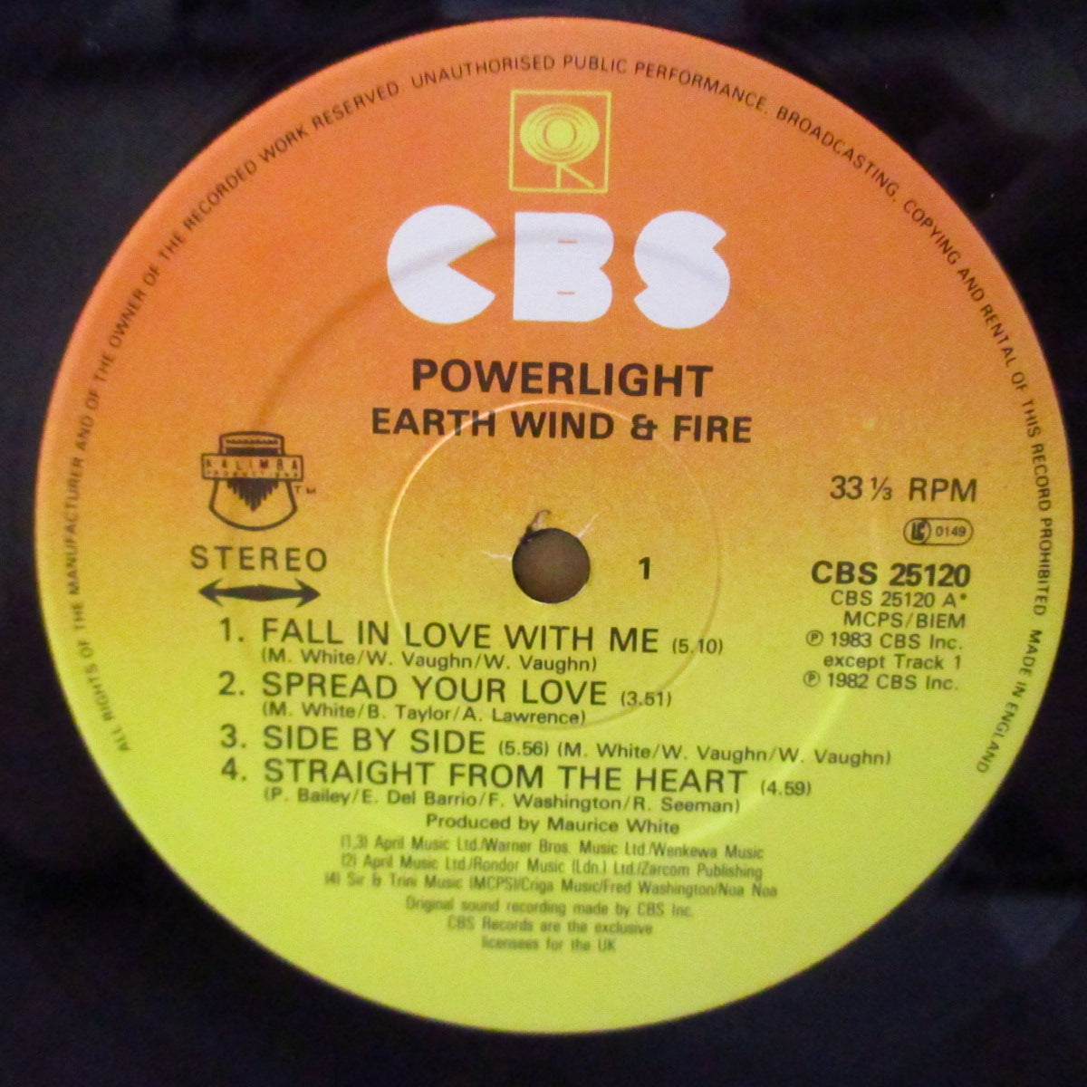 EARTH, WIND & FIRE (アース・ウィンド・アンド・ファイアー)  - Powerlight (UK '83 初回オリジナル・ステレオ LP+インナー/宣伝円形ステッカー付きジャケ)近年稀な超美品！