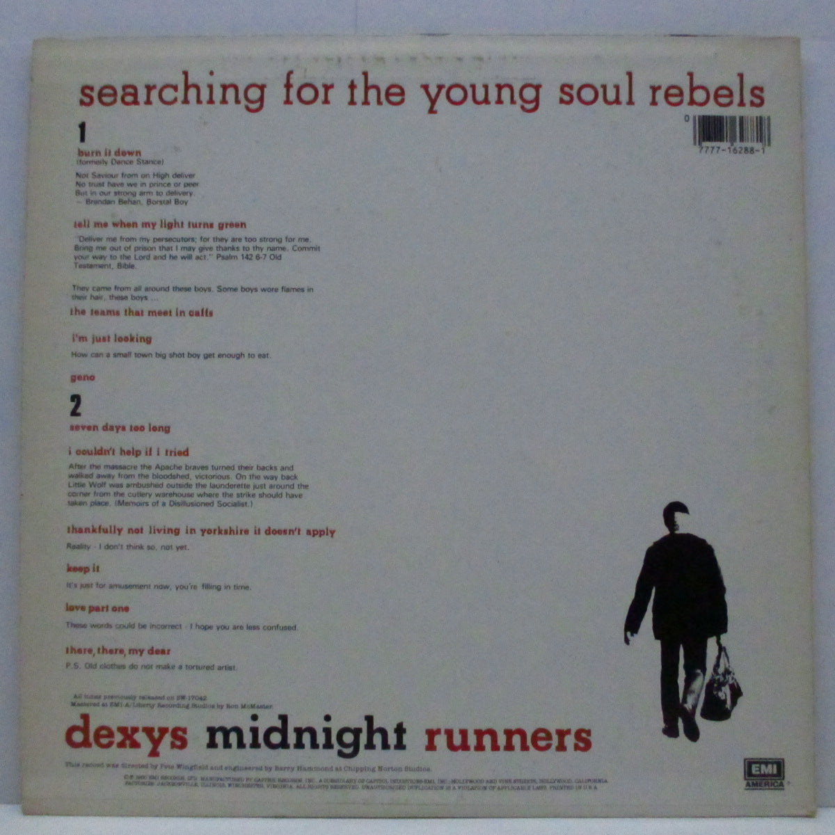 DEXYS MIDNIGHT RUNNERS (ディキシーズ・ミッドナイト・ランナーズ)  - Searching For The Young Soul Rebels (US 80's 再発「緑ラベ」 LP/SN-16288)