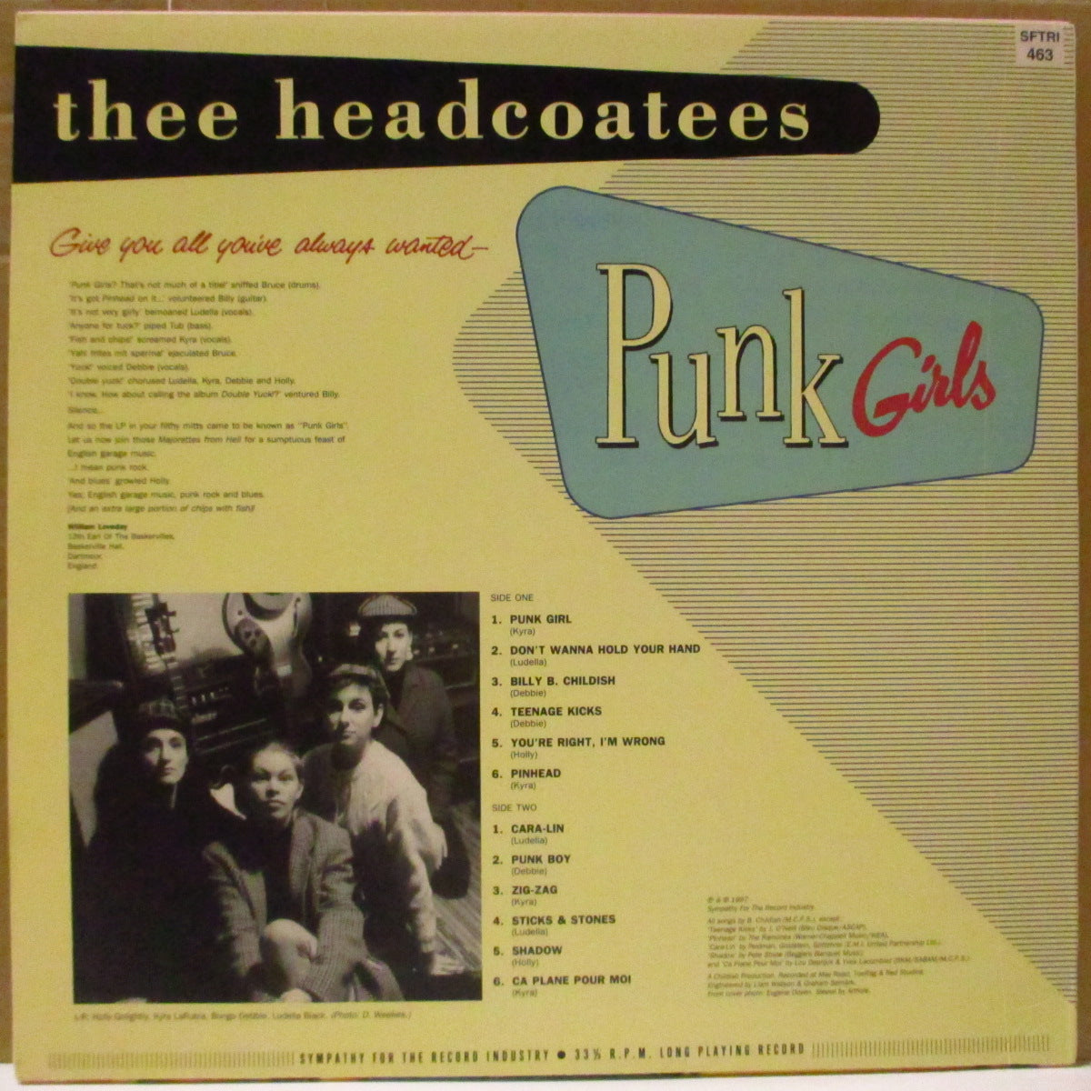 HEADCOATEES (ヘッドコーティーズ)  - Punk Girls (US オリジナル LP/ピンク光沢ジャケ) '97年アルバム