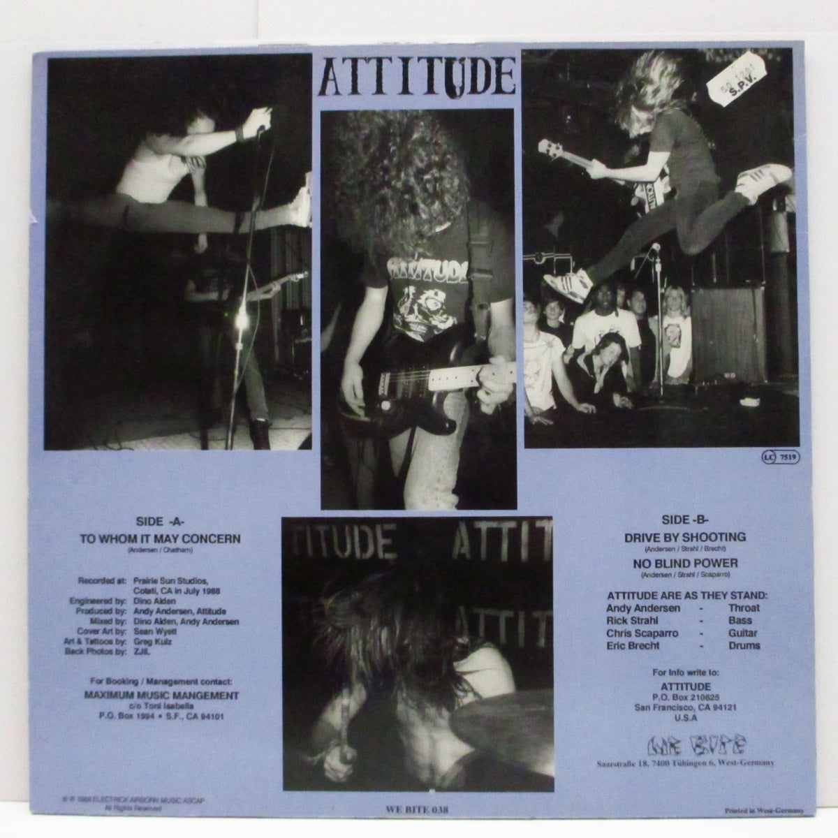 ATTITUDE (アティチュード)  - To Whom It May Concern +2 (German '88 オリジナル 12"+インサート）元アティチュード・アジャストメント !