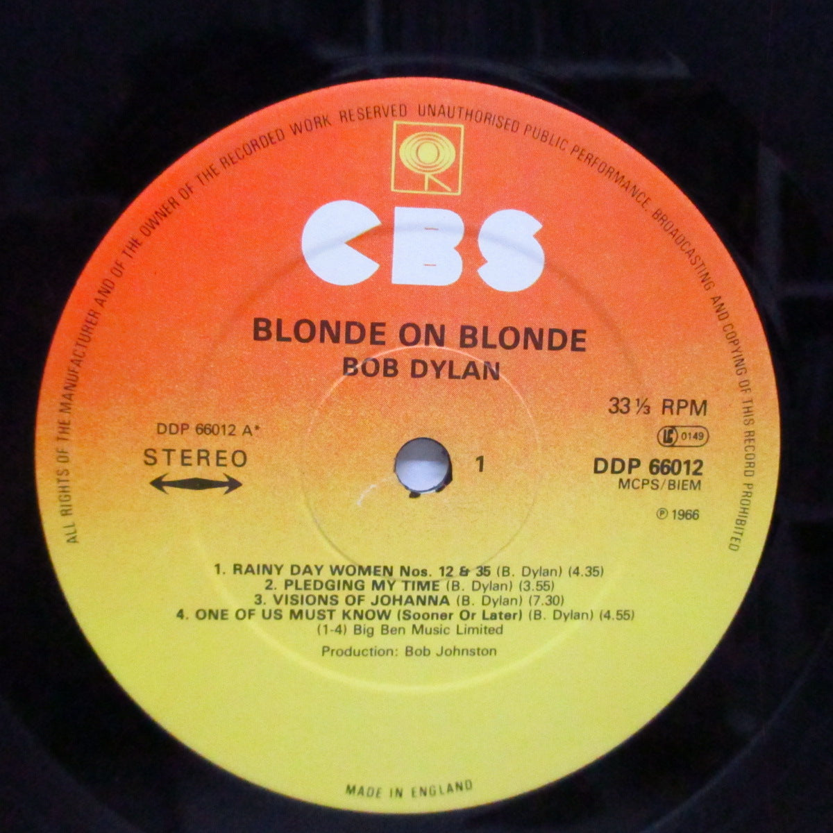 BOB DYLAN (ボブ・ディラン)  - Blonde On Blonde (UK レイト70's 再発「オレンジ/イエローラベ」 2xLP+見開ジャケ/DDP 66012)