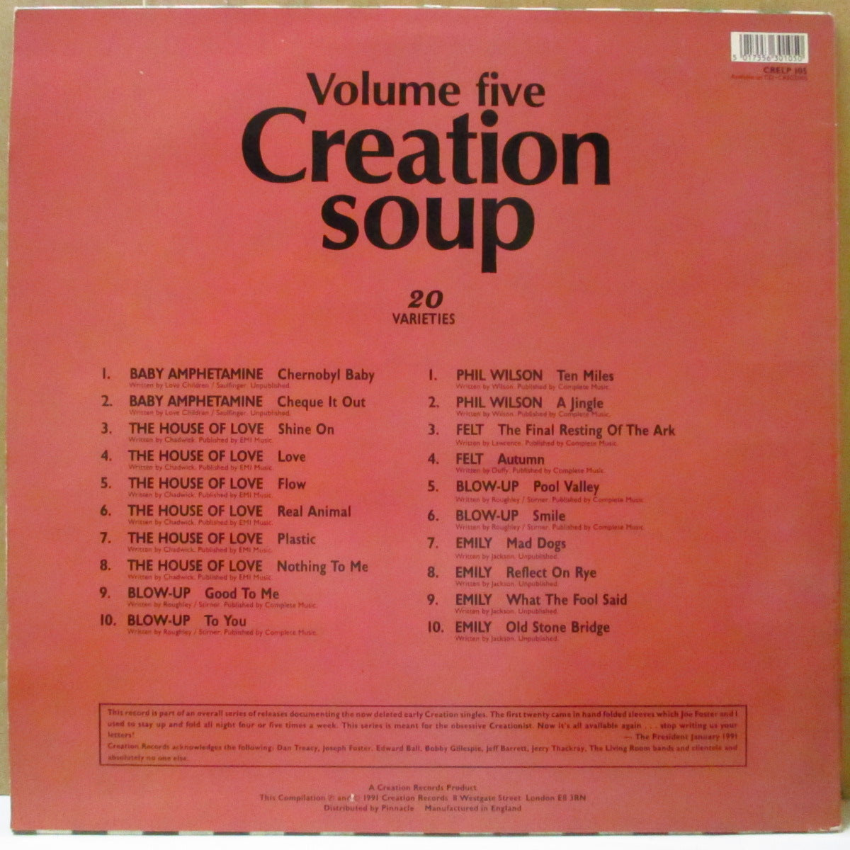 V.A. ('80~'90s UK Creation ネオアコ/インディポップ・コンピ) - Creation Soup Vol. 5 (UK  オリジナル LP)