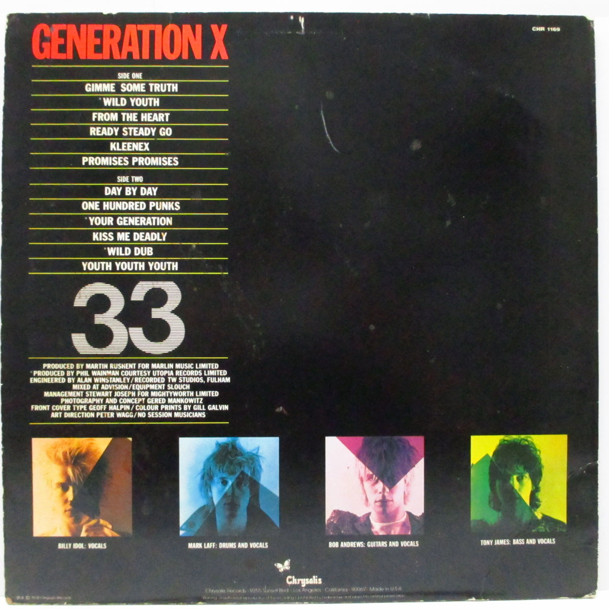 GENERATION X (ジェネレーション X)  - S.T. [1st] (US オリジナル LP) UK盤とは収録曲＆曲順違い！