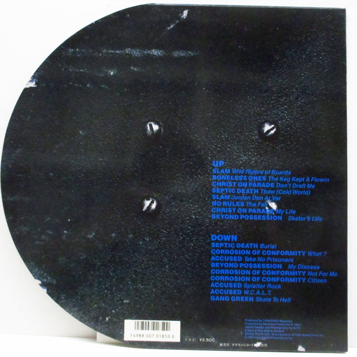 V.A. (スラッシャー誌編集のスケートロック・コンピ !)  - Skate Rock Vol. 3 / Wild Riders Of Boards (Japan '87 オリジナル LP+インサート/ステッカー付き「スケボー型」ジャケ）