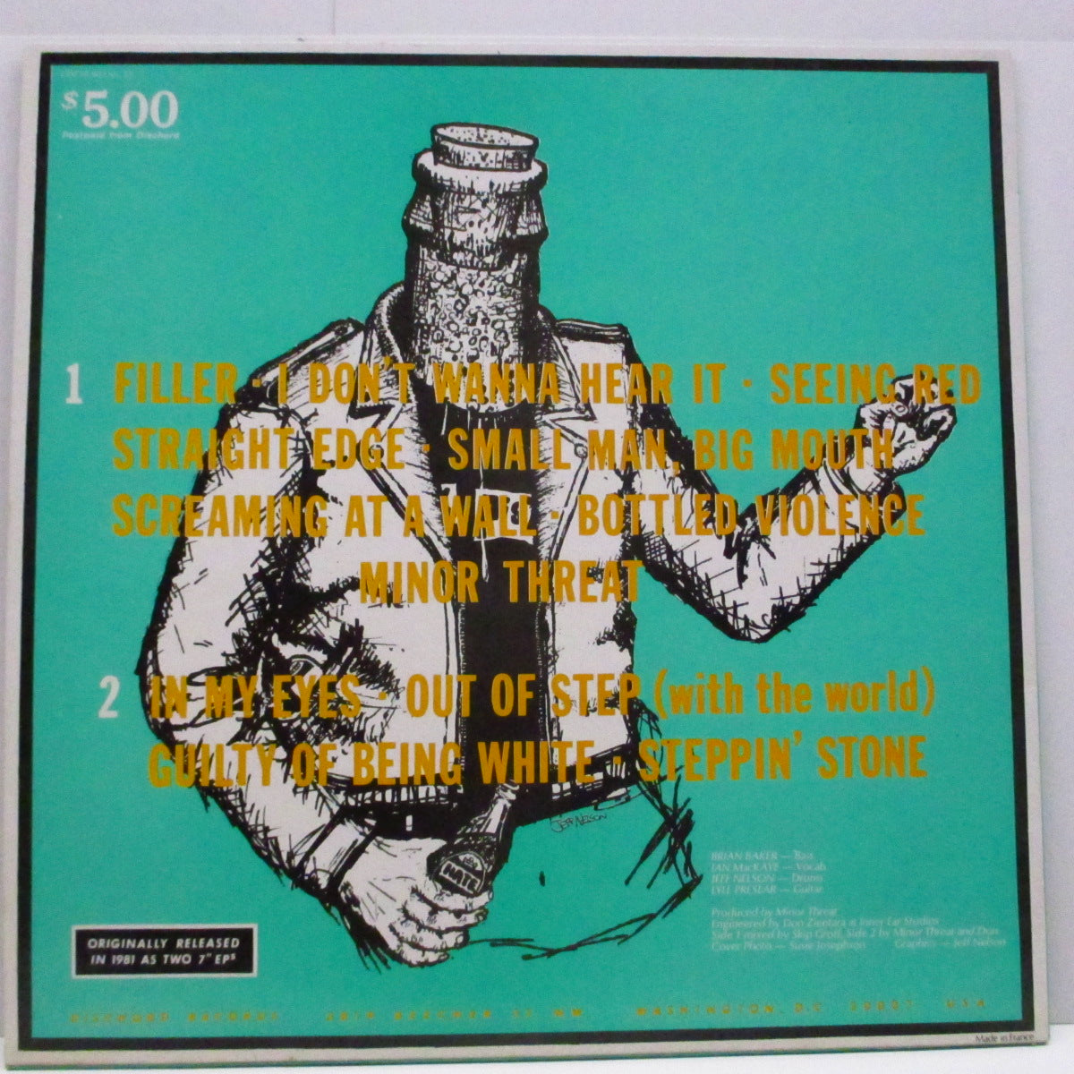 MINOR THREAT (マイナー・スレット)  - Minor Threat : First 2 7"s (US '87 再発「黒盤」LP+インサート/「$5」緑ジャケ）