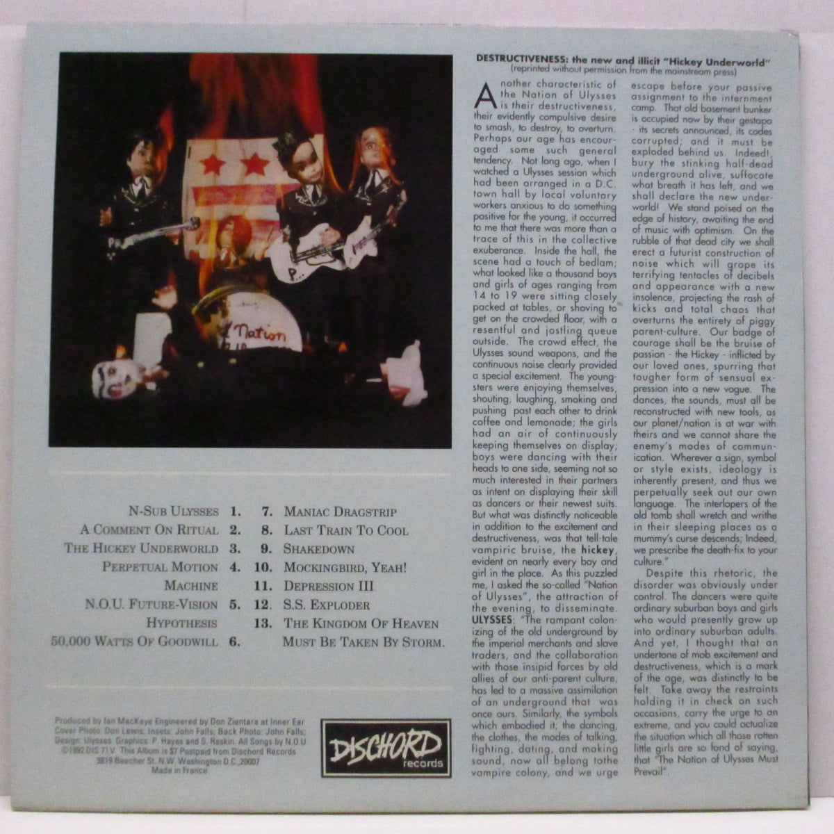 NATION OF ULYSSES (ネイション・オブ・ユリシーズ)  - Plays Pretty For Baby (US '92 オリジナル LP+インナー/「$7」ジャケ）セカンド！