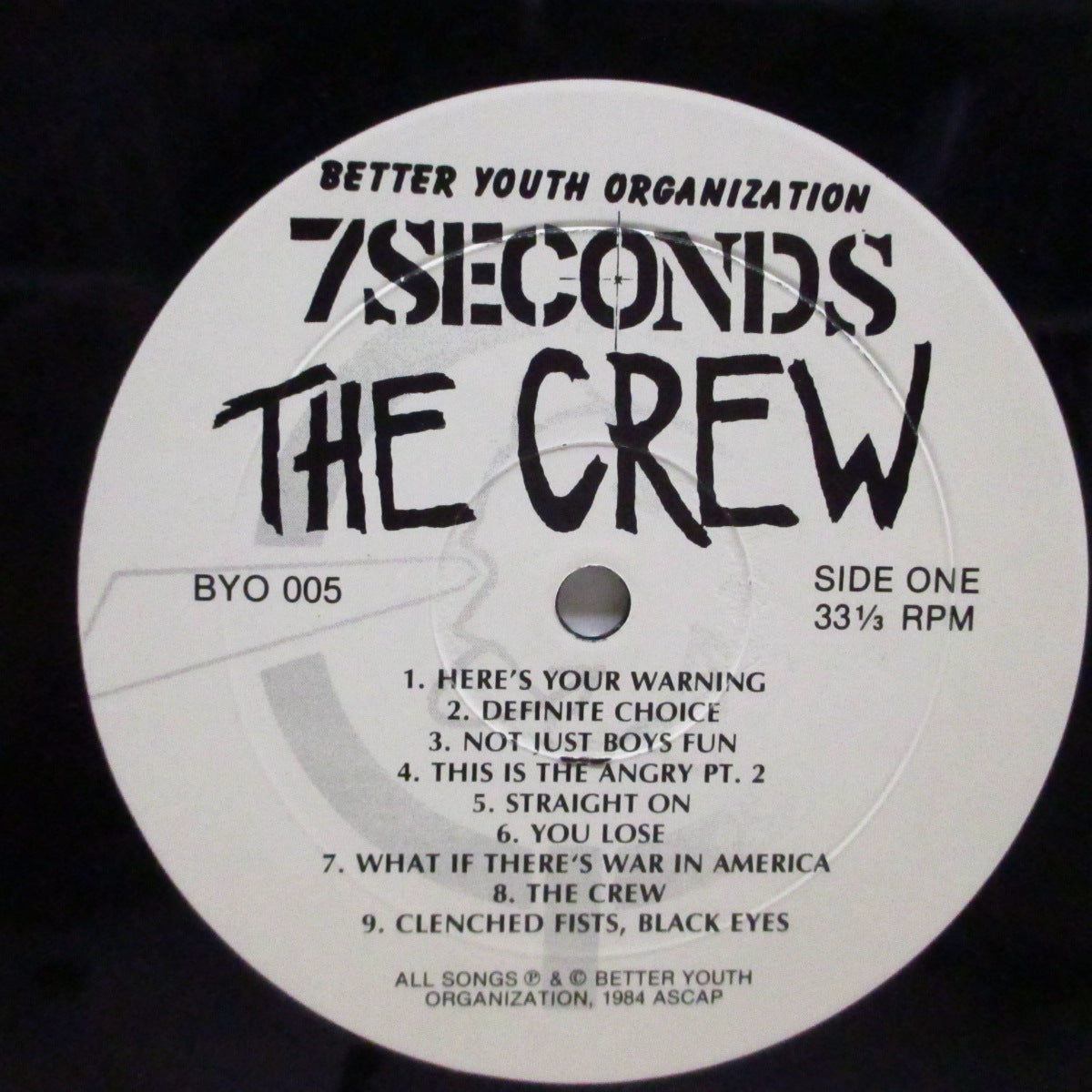 7 SECONDS (セブン・セカンズ)  - The Crew (US '16 再発「薄グレイロゴ / 白ラベ」黒盤 LP ) '84年ファースト！