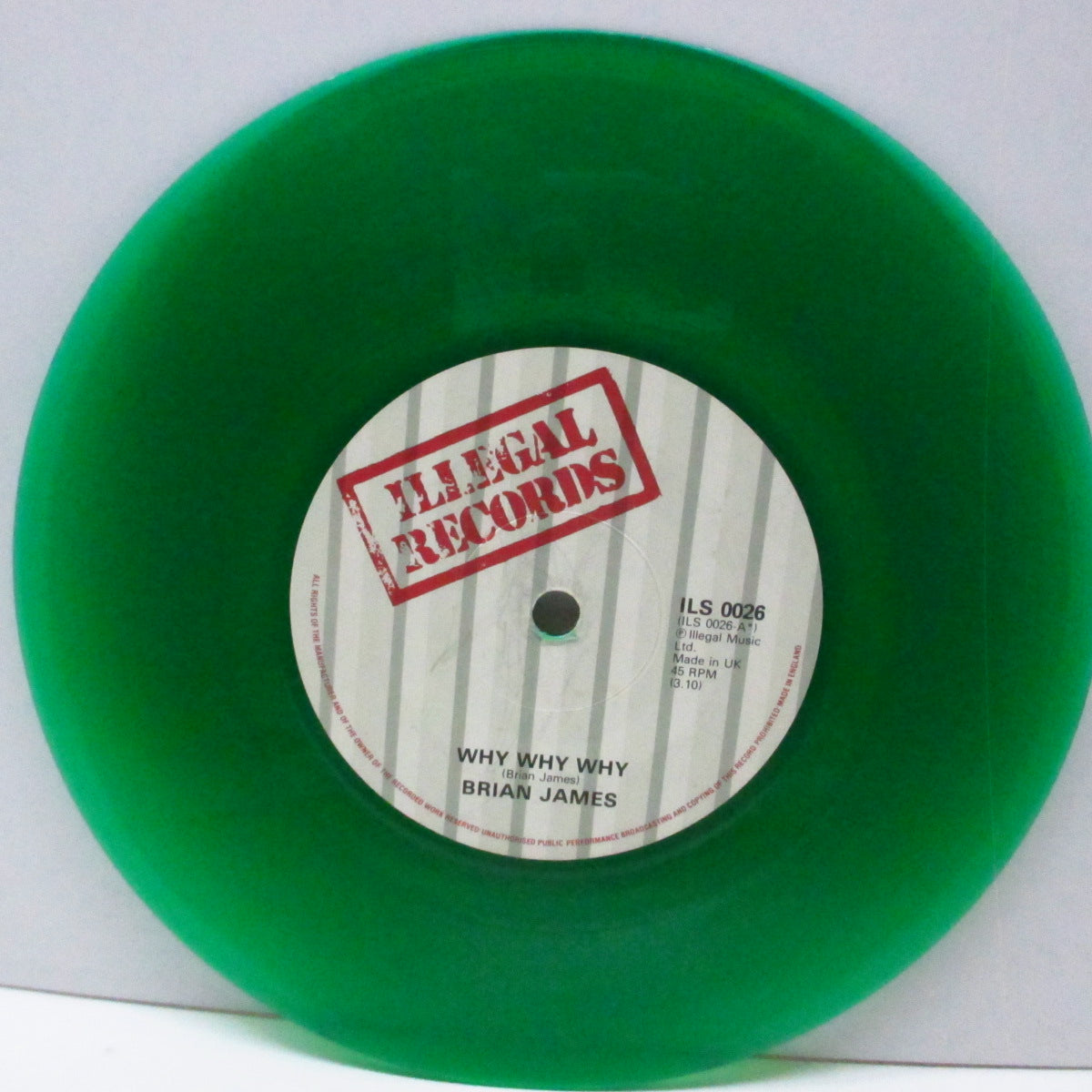 BRIAN JAMES (ブライアン・ジェームス)  - Why? Why? Why? (UK 限定「グリーンヴァイナル」7"/光沢ソフト紙ジャケ) '82年セカンドソロ！