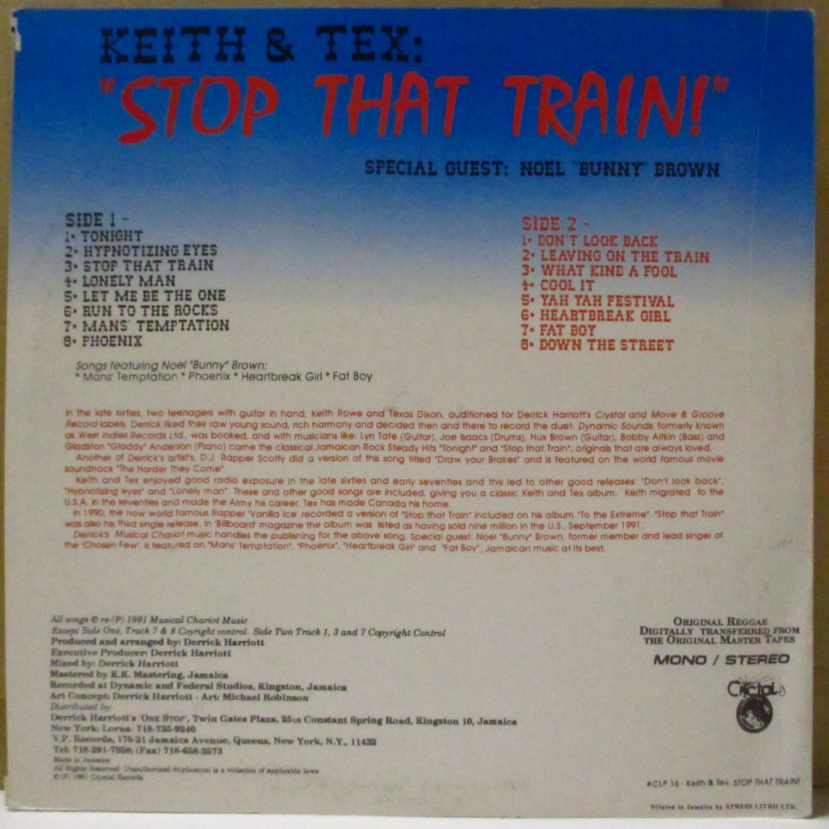 KEITH & TEX (キース・アンド・テックス)  - Stop That Train (Jamaica '91 再発「ディストリビューター右部表記ラベ」 LP) ベストアルバム
