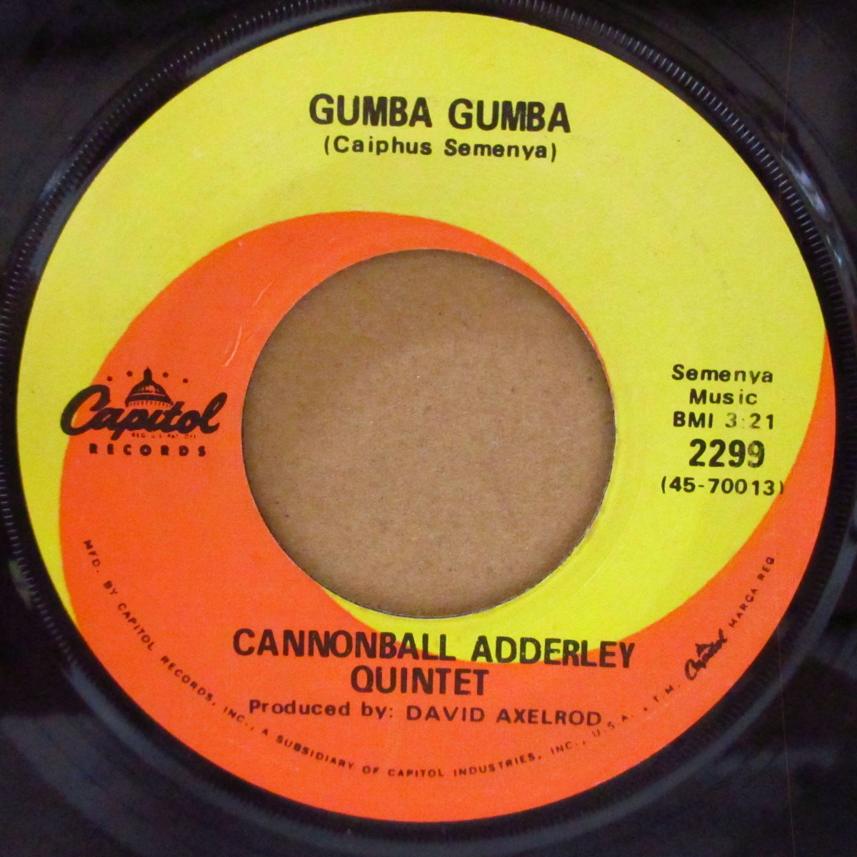 CANNONBALL ADDERLEY (キャノンボール・アダレイ)  - Hamba Nami / Gumba Gumba (US '68 オリジナル7インチ)トロピカルなラテン・ジャズ・ノーザン！