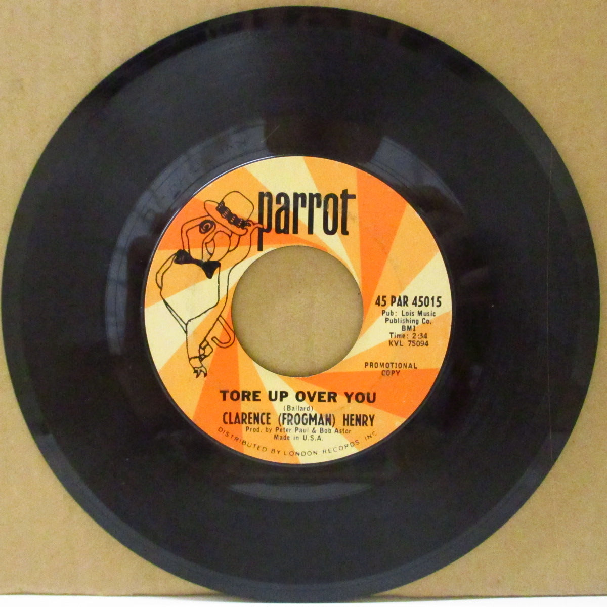 CLARENCE HENRY (クラレンス・"フロッグマン"・ヘンリー)  - Tore Up Over You (US '65 プロモ・オレンジ・ラベ インチ)TWISTIN'ノーザン・カバー！