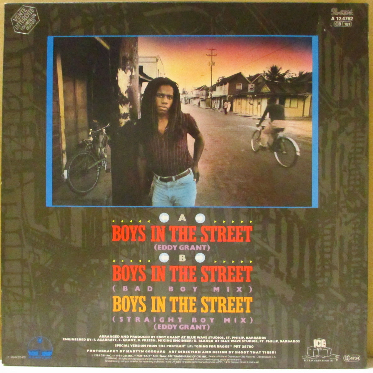 EDDY GRANT (エディ・グラント)  - Boys In The Street +2 (Dutch '84 オリジナル3曲入り 12インチ)