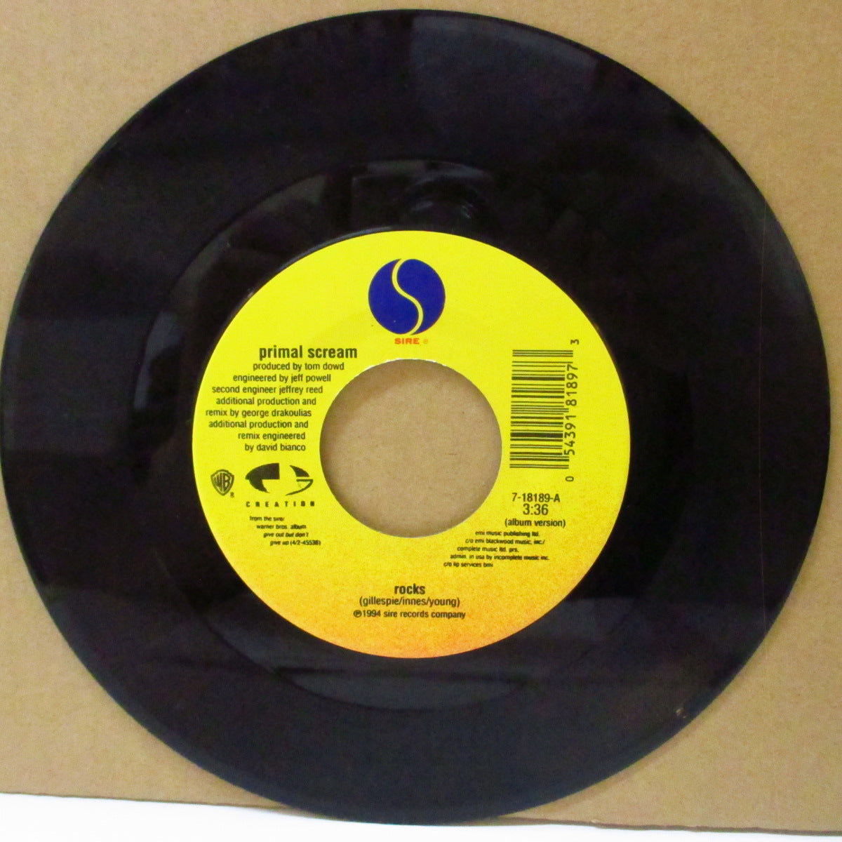 【7インチ】Primal Scream / Rocks PRIMAL SCREAM (プライマル・スクリーム) - Rocks (US '94 オリジナル