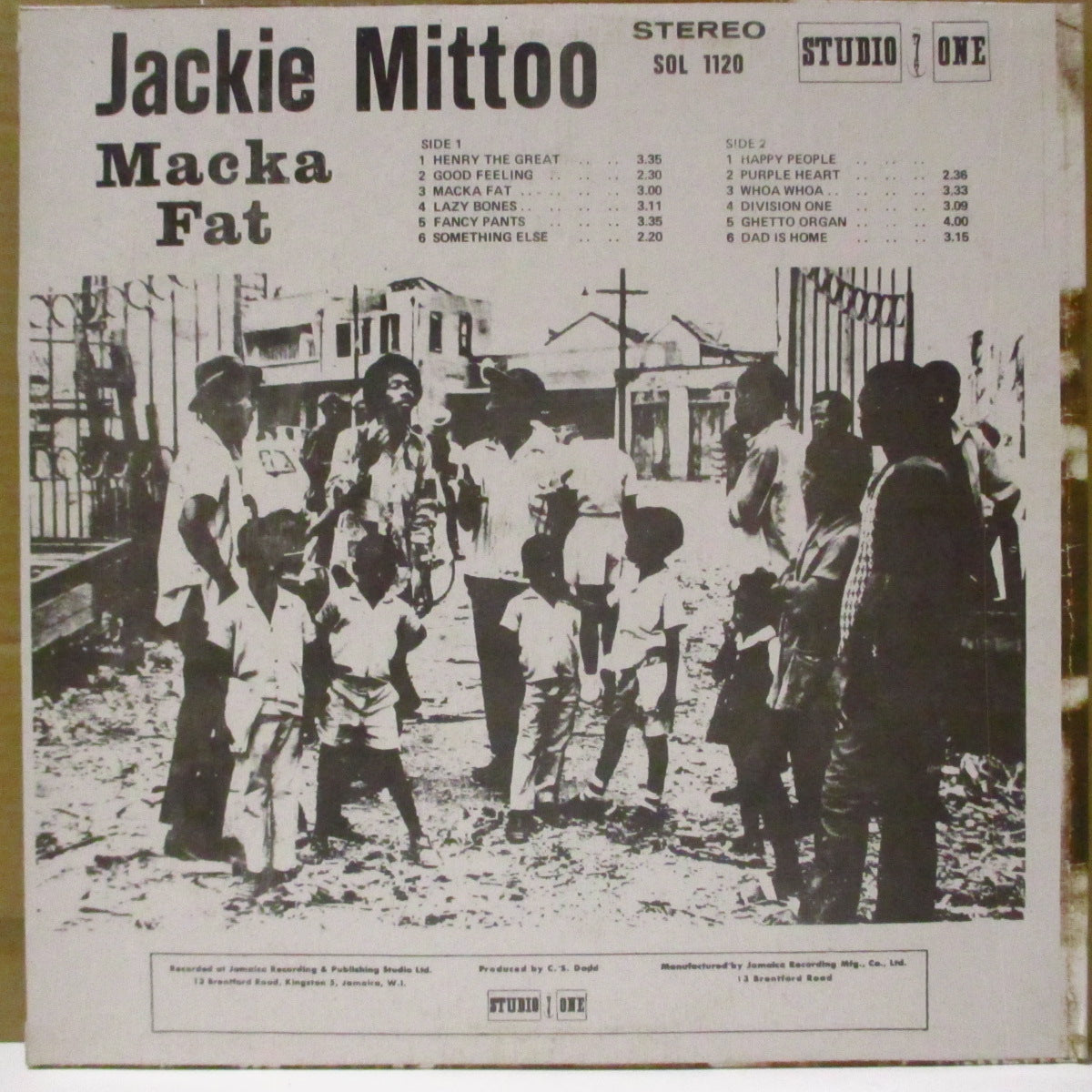 JACKIE MITTOO (ジャッキー・ミットゥ)  - Macka Fat (US '90s 再発「両面左部にNY住所印刷白ラベ」 LP) 5thアルバム