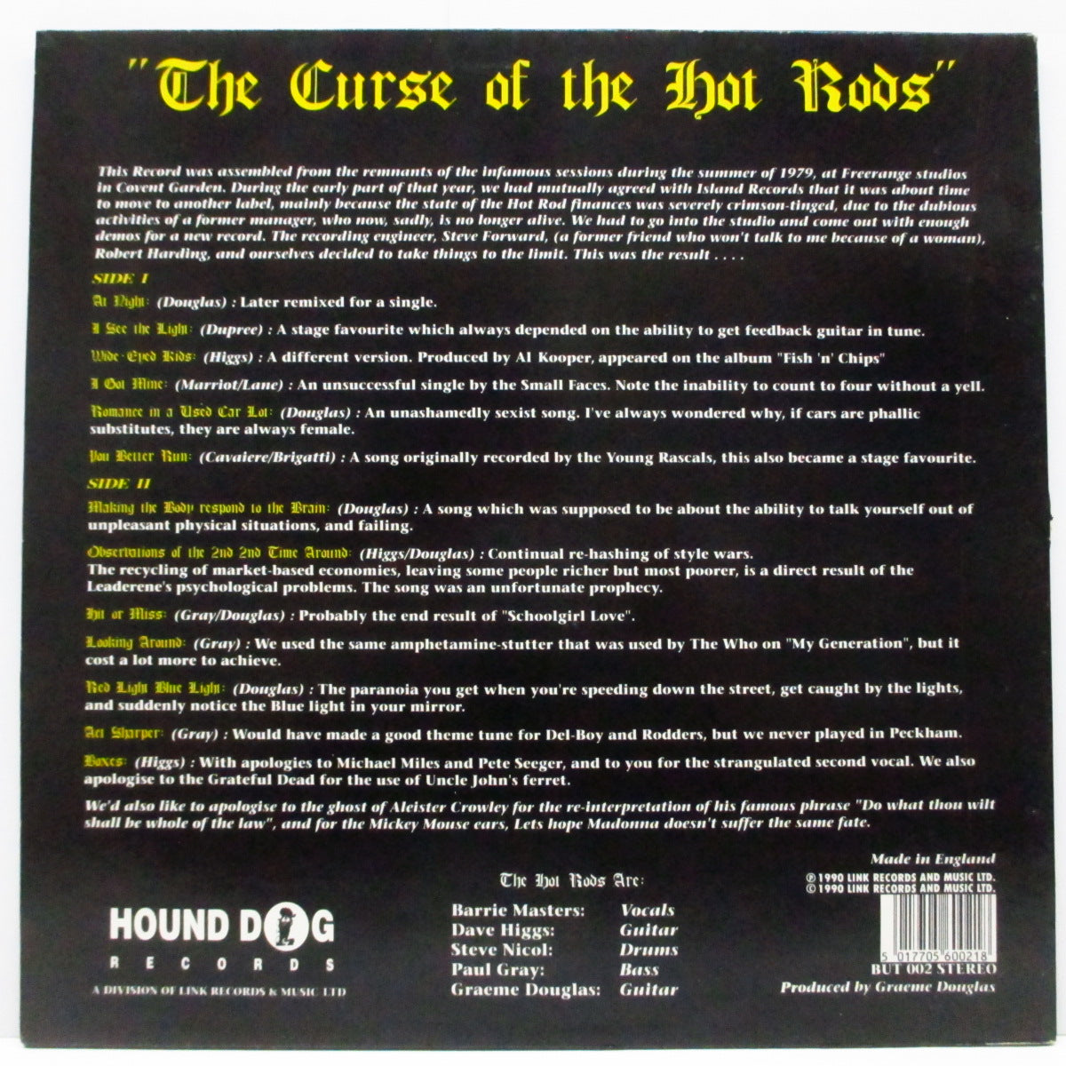 EDDIE AND THE HOT RODS (エディー & ザ・ホット・ロッズ)  - The Curse Of The Hot Rods (UK オリジナル LP)