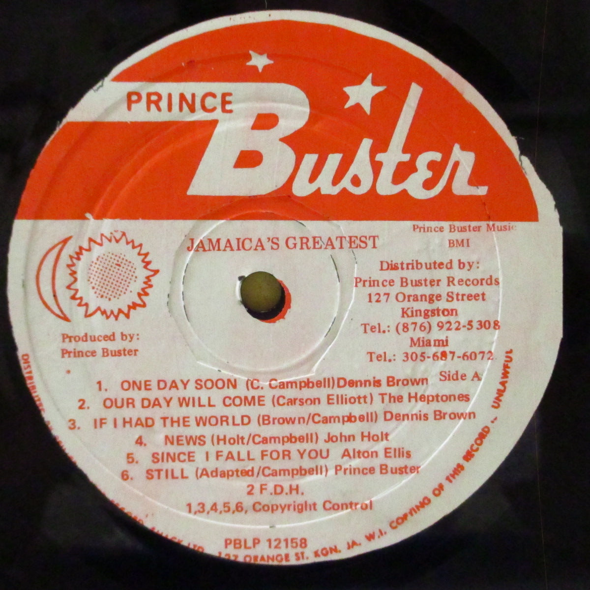 V.A. ('70s ジャマイカ・スカ/レゲエ・コンピ)  - Jamaica's Greatest (Jamiaca 90's 再発「Prince Busterロゴ/流通クレジット右部表記赤&白ラベ」 LP)