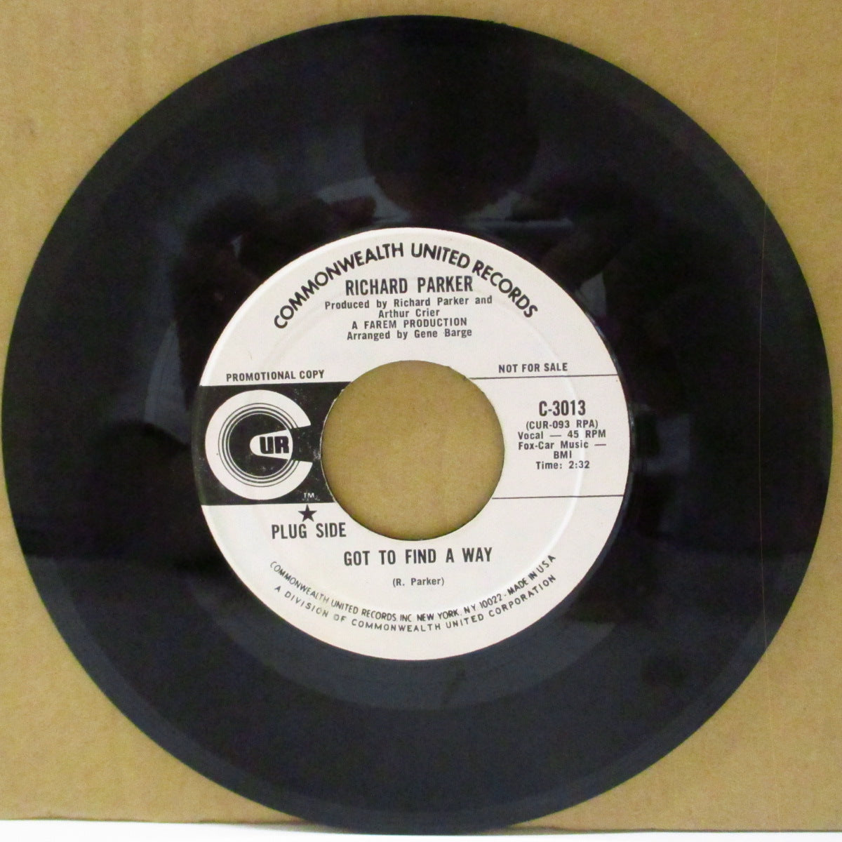 RICHARD PARKER (リチャード・パーカー)  - Got To Find A Way (US '70 プロモ白ラベ 7インチ)美メロ・軽快ノーザン！