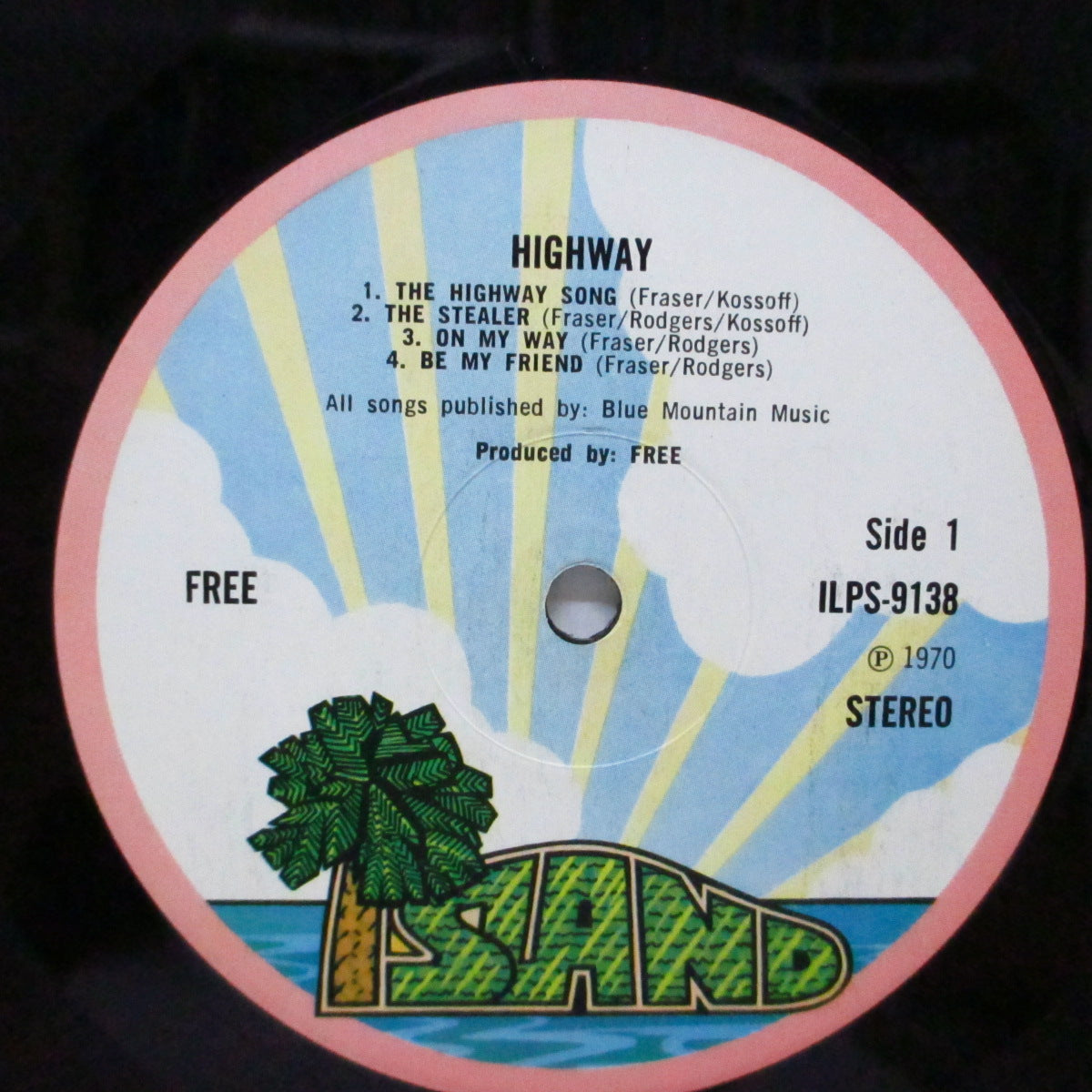 FREE (フリー)  - Highway (UK オリジナル「ピンクリム/パームトゥリー」ラベLP+青インナー/裏面エンボス加工ジャケ) '70年4th アルバム！