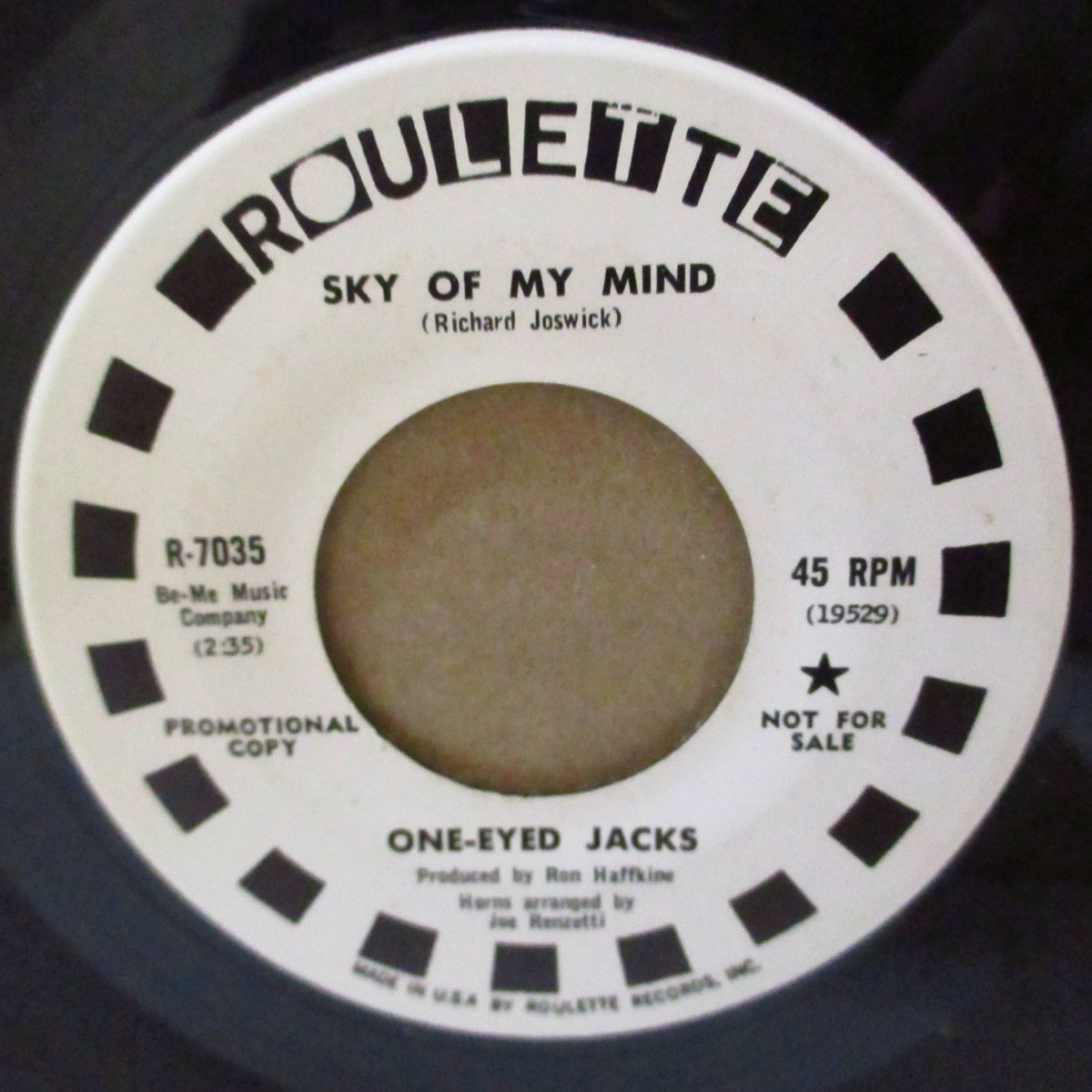ONE-EYED JACKS (ワン・アイド・ジャックス)  - Sky Of My Mind / Getting In The Groove (US '69 プロモ・白ラベ 7インチ)ファンキー・サイケ・ガレージ・ノーザン！