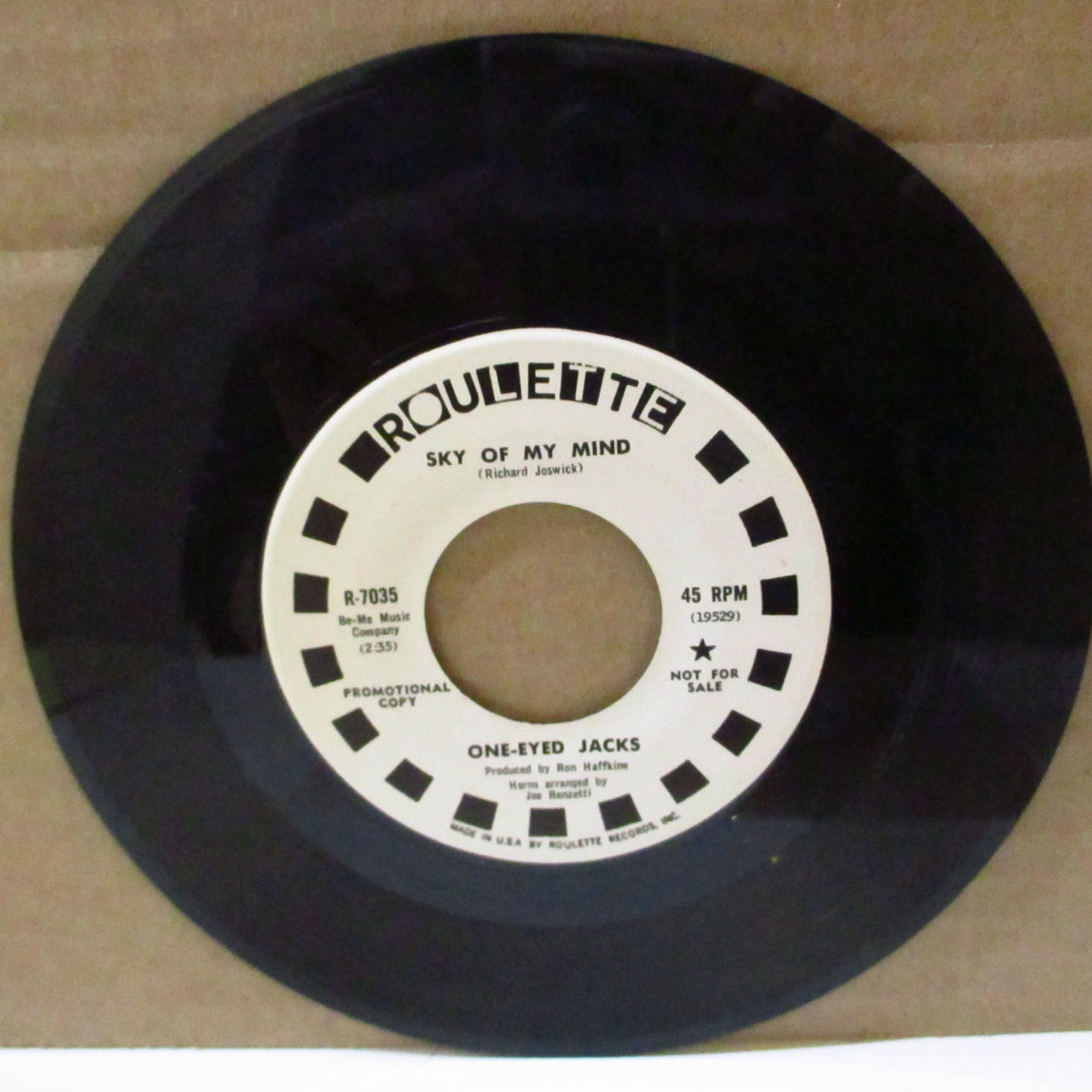 ONE-EYED JACKS (ワン・アイド・ジャックス)  - Sky Of My Mind / Getting In The Groove (US '69 プロモ・白ラベ 7インチ)ファンキー・サイケ・ガレージ・ノーザン！
