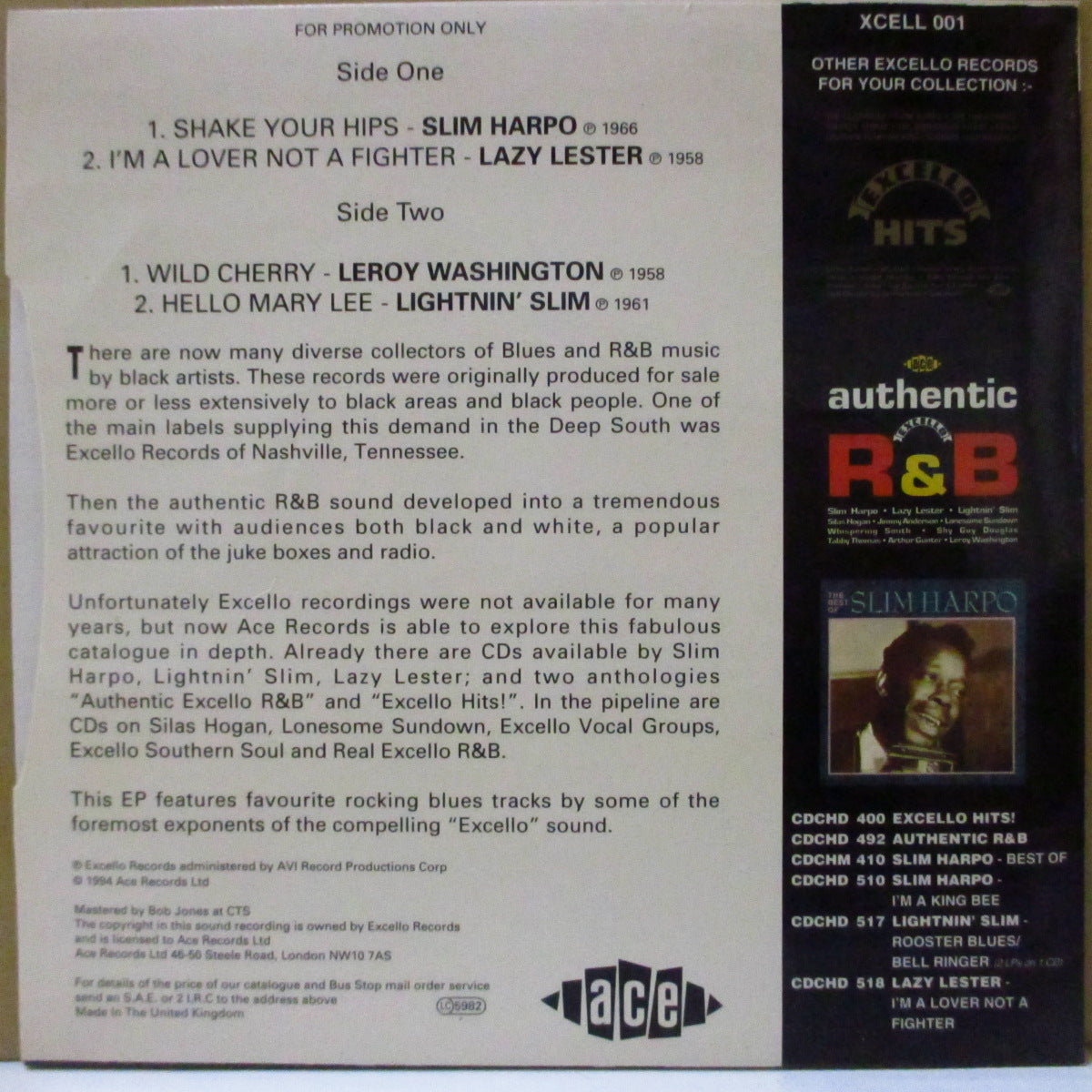 V.A. (エクセロ社ブルースロッカー・コンピ)  - Excello Rockers (UK '94 プロモオンリー4曲入りジャケ付き7インチEP)