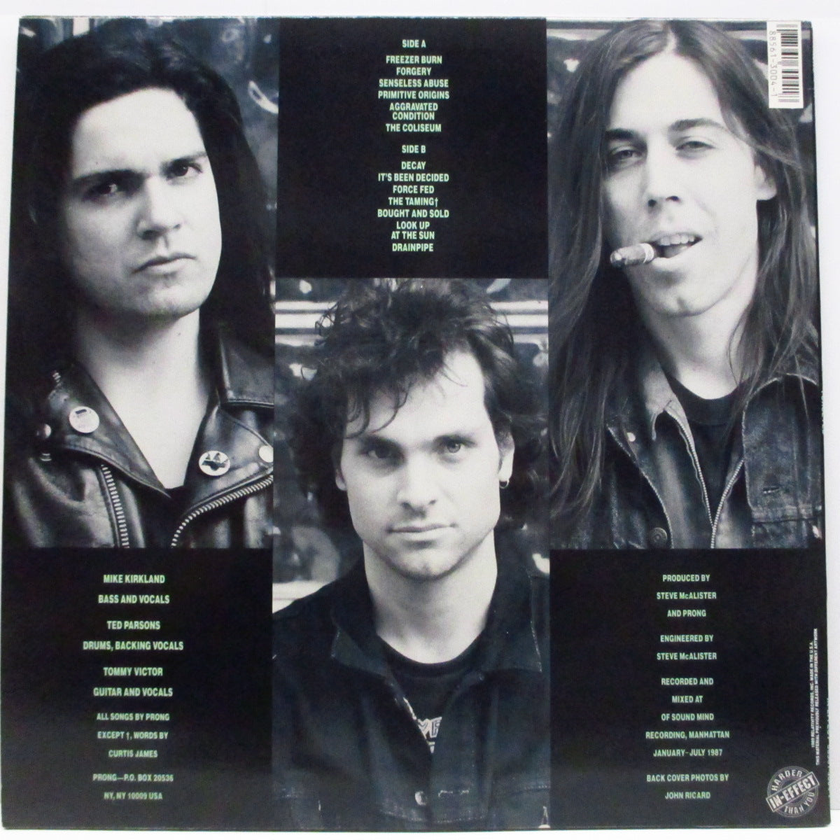 PRONG (プロング)  - Force Fed (US '89 オリジナル LP+インナー）セカンド！