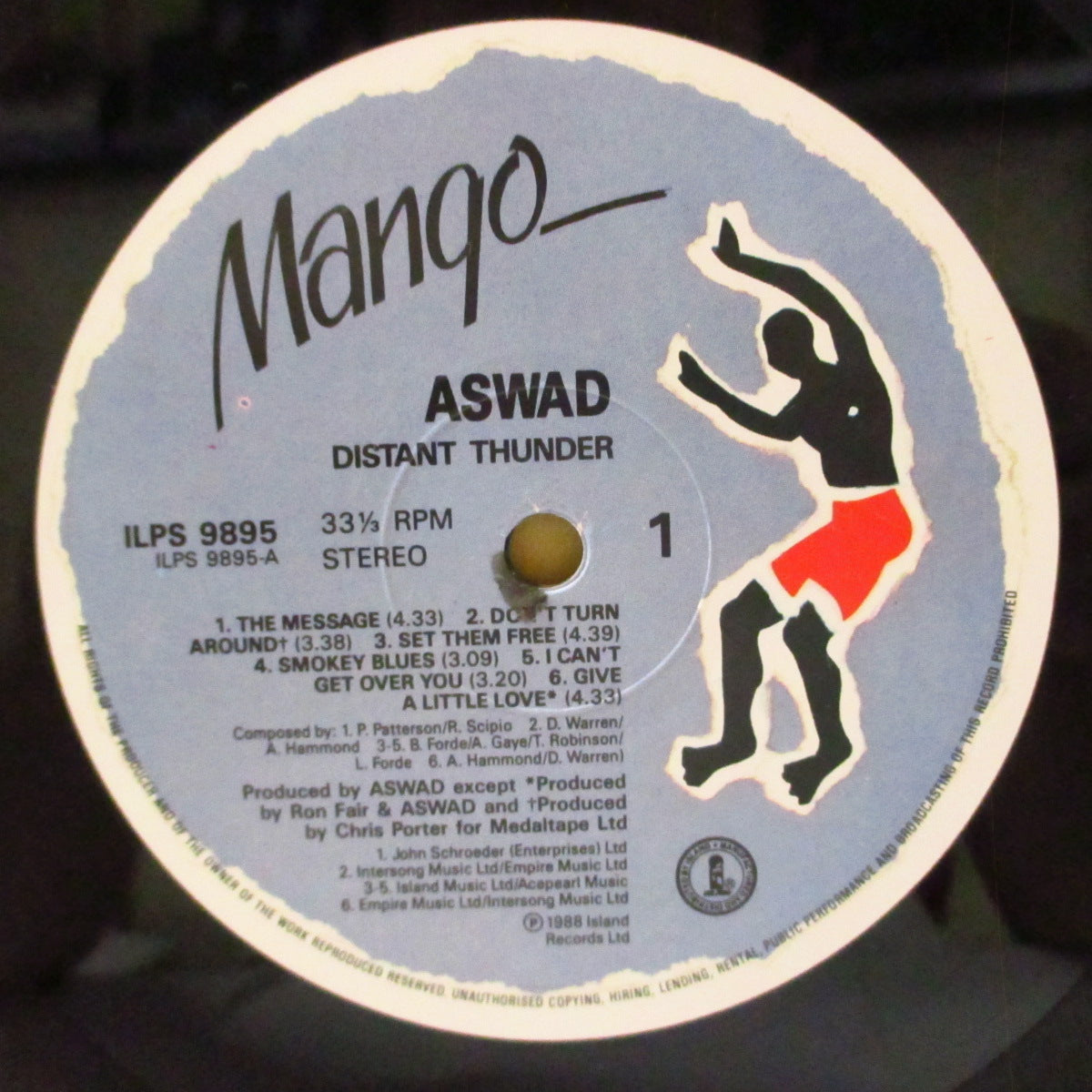 ASWAD (アスワド)  - Distant Thunder (UK '88 オリジナル LP/レアステッカー付き光沢ジャケ)