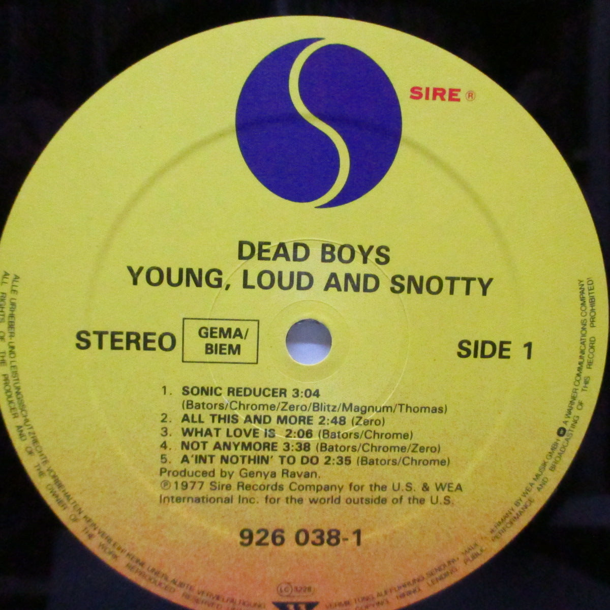 DEAD BOYS (デッド・ボーイズ)  - Young Loud And Snotty ( German 80's 再発 LP ) '77年ファースト！