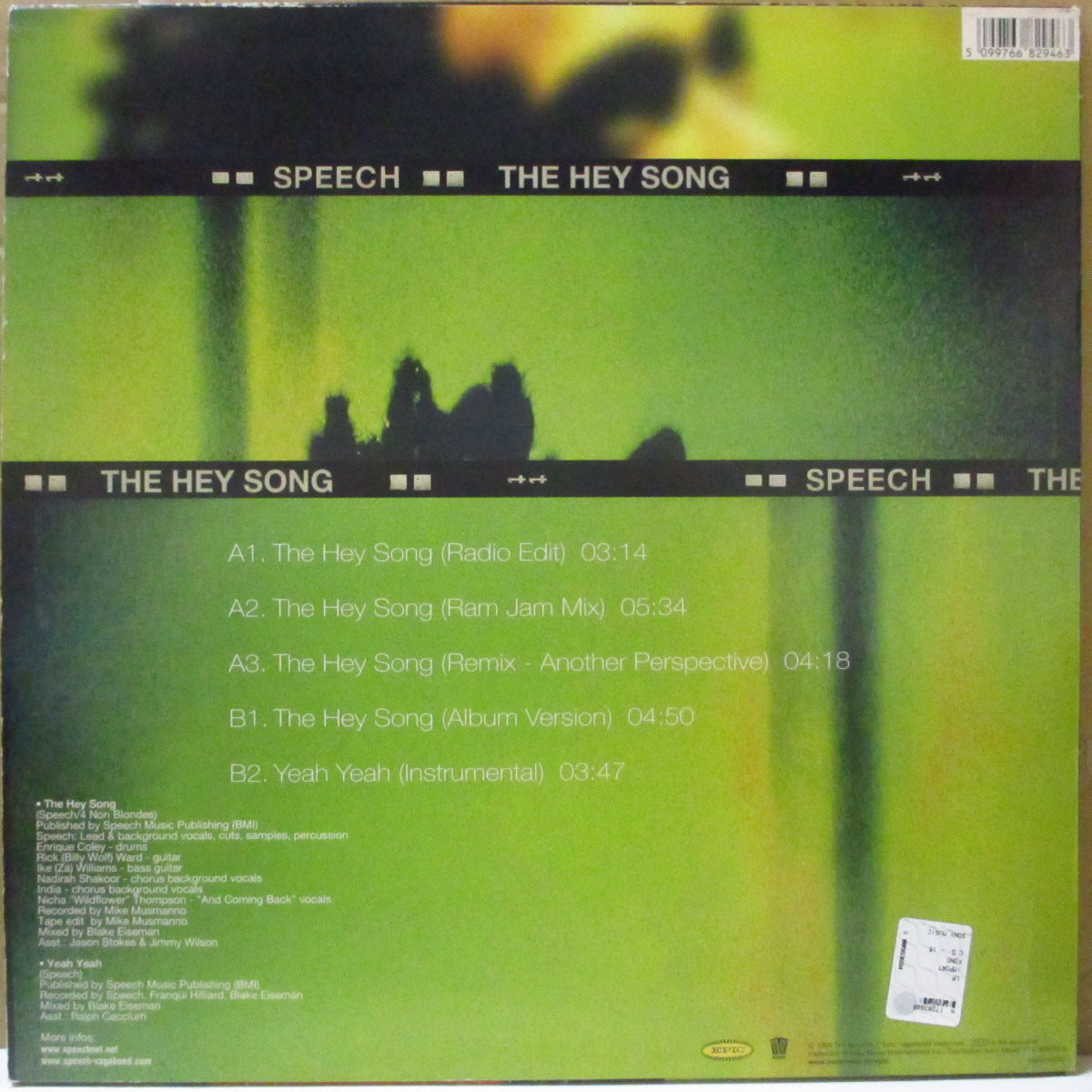 SPEECH (スピーチ)  - The Hey Song +4 (EU オリジナル5曲入り 12インチ) '99年EP