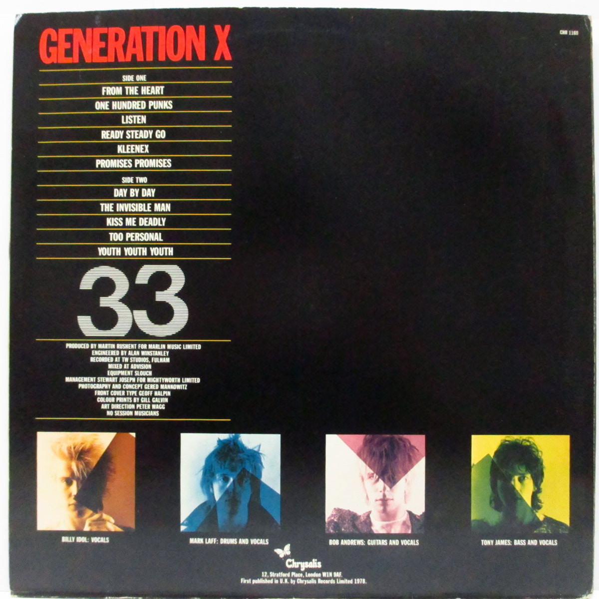 GENERATION X (ジェネレーション X)  - S.T. [1st] (UK オリジナル「白/青ラベ」LP/光沢「トップオープン」ジャケ) 