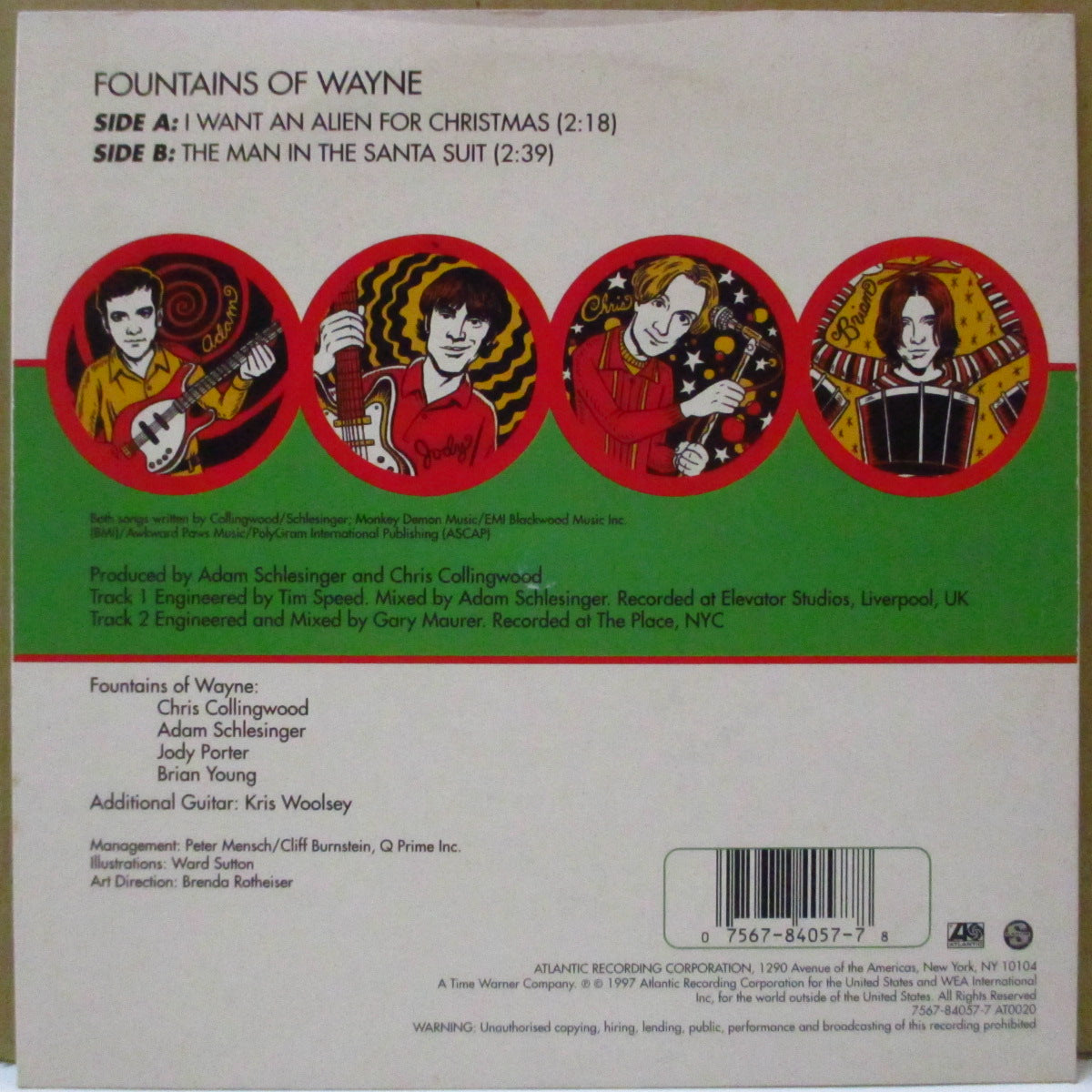 FOUNTAINS OF WAYNE (ファウンテンズ・オブ・ウェイン)  - I Want An Alien For Christmas (UK-EU オリジナル 7インチ+光沢固紙ジャケ)