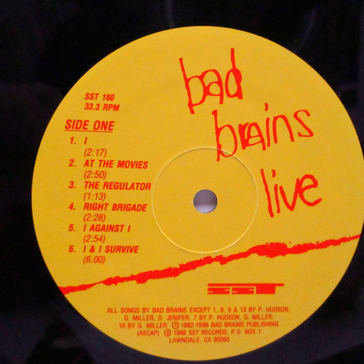 BAD BRAINS (バッド・ブレインズ)  - Live (US '88 オリジナル「黒盤」LP)「I Against I」ツアー時のライヴ !