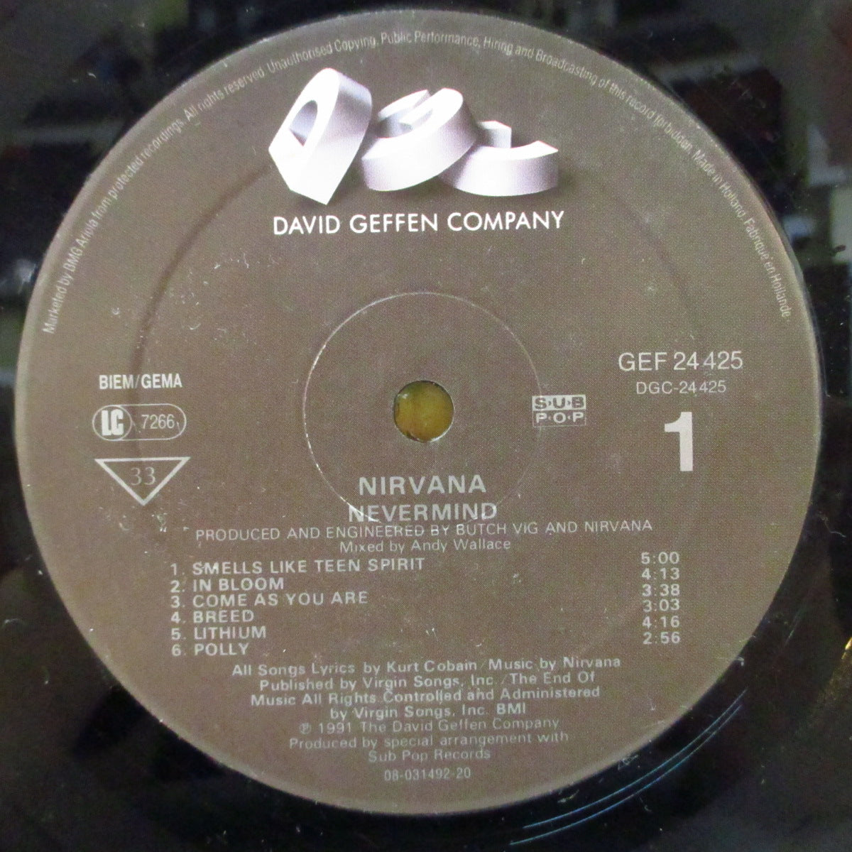 NIRVANA (ニルヴァーナ)  - Nevermind (EU オリジナル「DGCロゴ・ラベ」 LP+ソフト紙インナー) '91年名作2ndアルバム