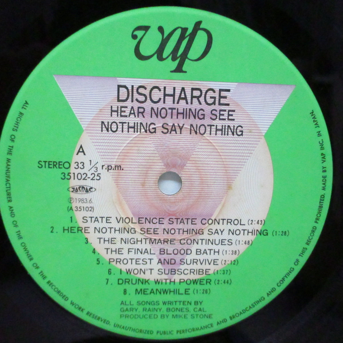 DISCHARGE (ディスチャージ)  - Hear Nothing See Nothing Say Nothing (Japan オリジナル LP+帯/見開ジャケ）日本のみのボーナス2曲含！