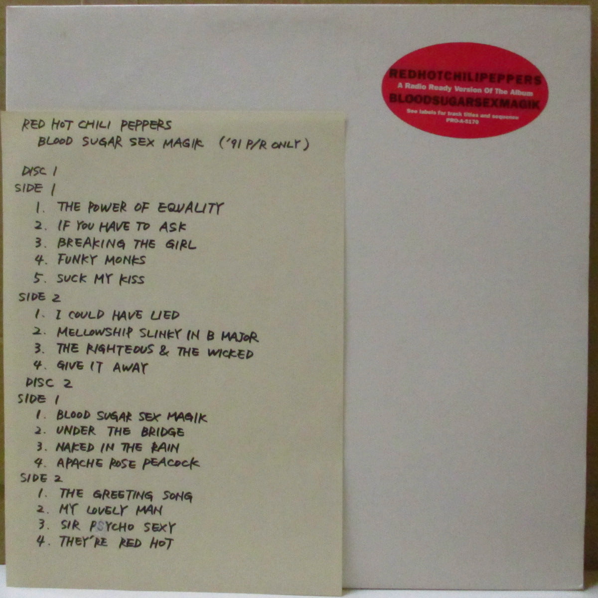 RED HOT CHILI PEPPERS (レッド・ホット・チリ・ペッパーズ)  - A Radio Ready Version Of The Album "Blood Sugar Sex Magik" (US プロモ 2xLP+インサート/レアステッカー付き光沢プレーン見開きジャケ) プロモ用 '91年5thアルバム